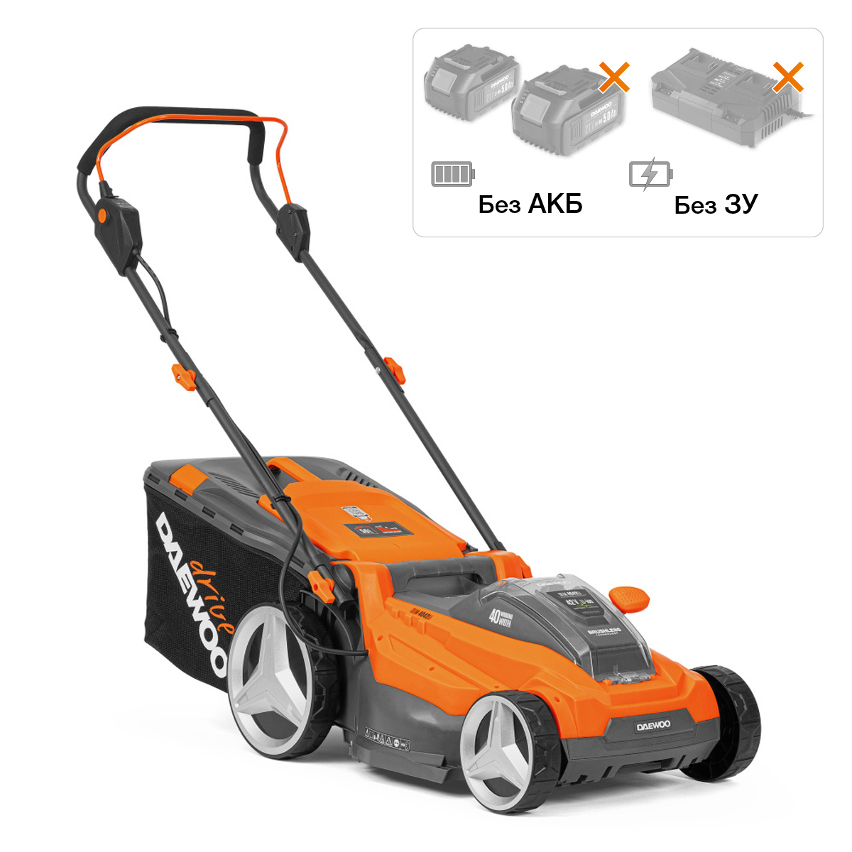 Изображение товара Газонокосилка аккумуляторная DAEWOO DLM 4042Li 40 см бесщёточный двигатель