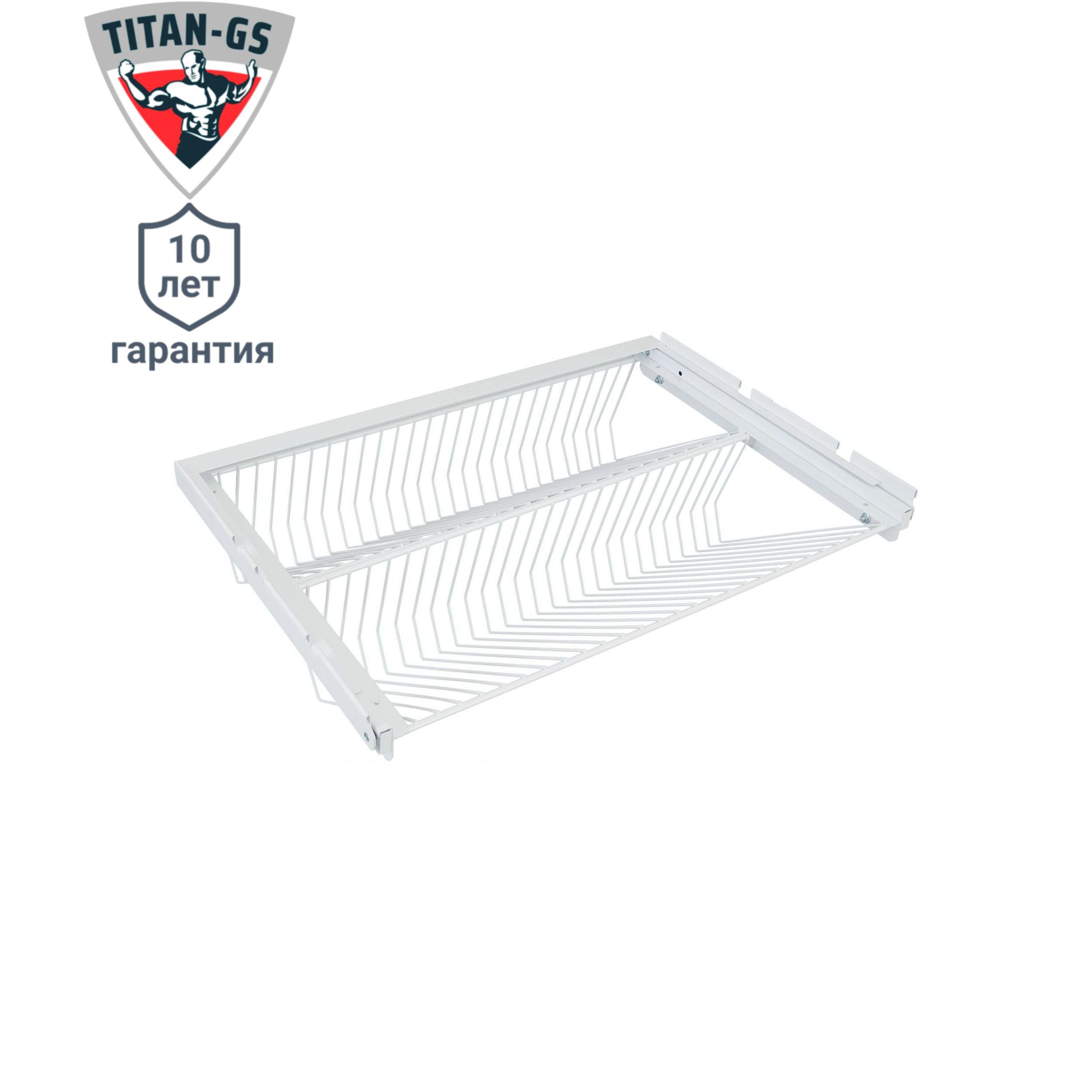 Изображение товара Выдвижная двухъярусная обувница Титан-GS 60x18x41 см металл белый