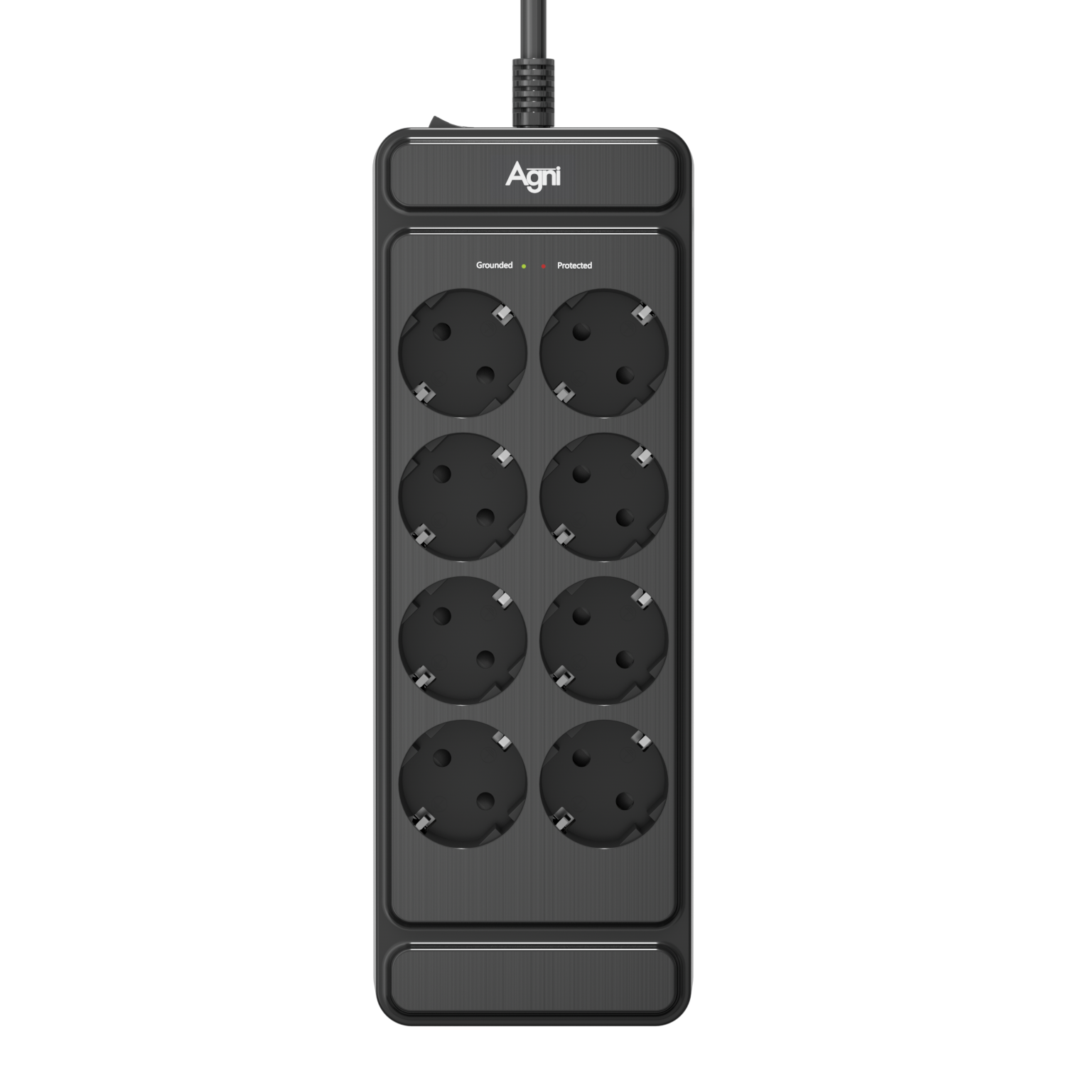 Изображение товара Сетевой фильтр с защитой Agni TP-FS8E-5m-black 3x1.5 5 м 8 розеток с заземлением 4000 Вт цвет черный
