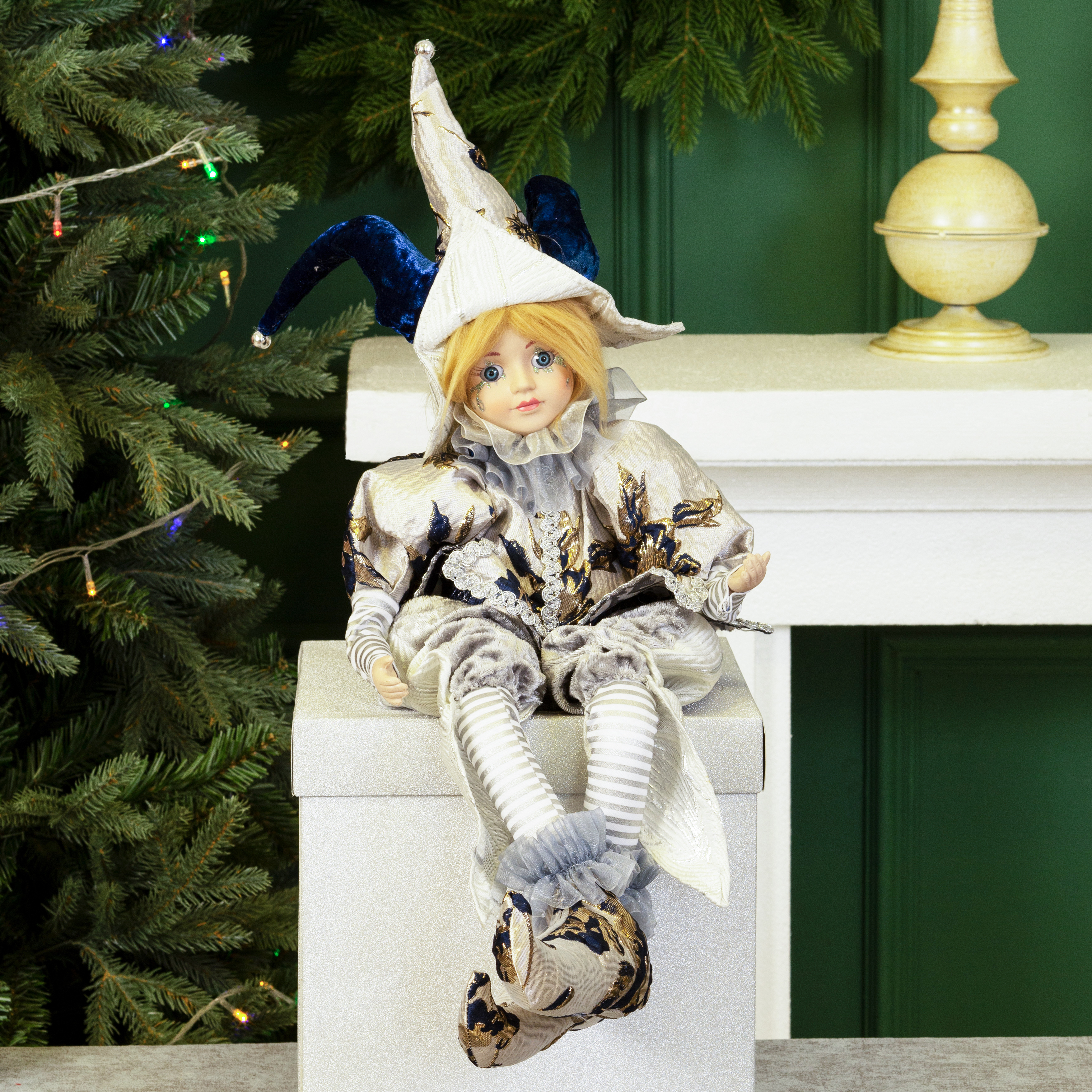 Изображение товара Декоративная фигура клоун фарфор серебристый 65 см коллекционный подарок