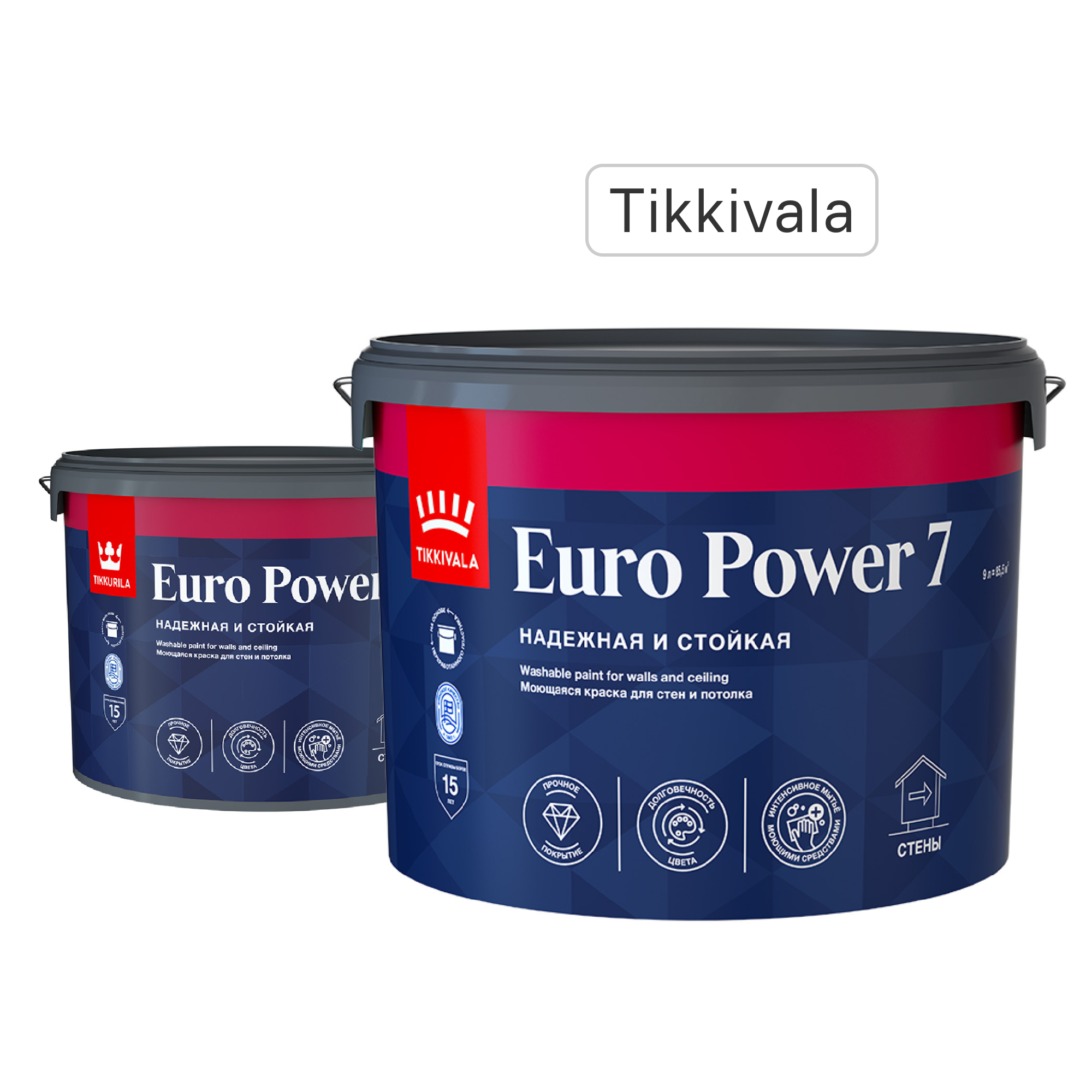 Изображение товара Матовая водоэмульсионная краска Tikkurila Euro Power-7 9л для внутренних работ Изображение товара Матовая водоэмульсионная краска Tikkurila Euro Power-7 9л для внутренних работ