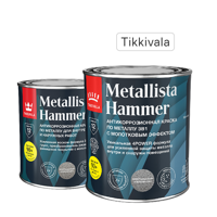Изображение товара Краска по ржавчине Tikkurila Metallista Hammer серебристая 0.8л