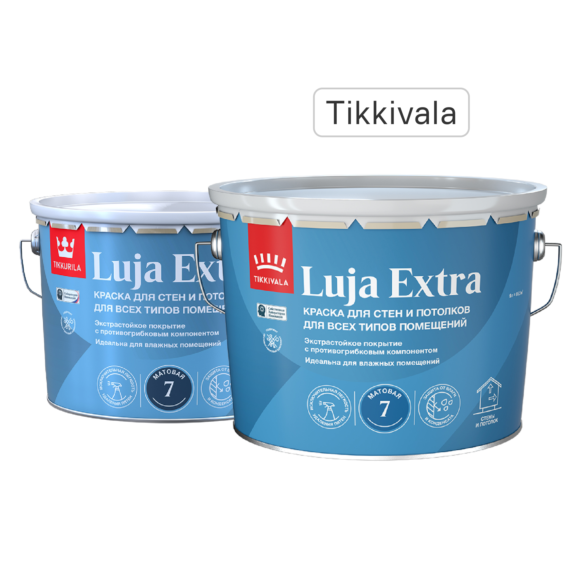 Изображение товара Краска для стен и потолков экстра-стойкая Tikkivala Luja Extra моющаяся матовая цвет белый база А 9 л