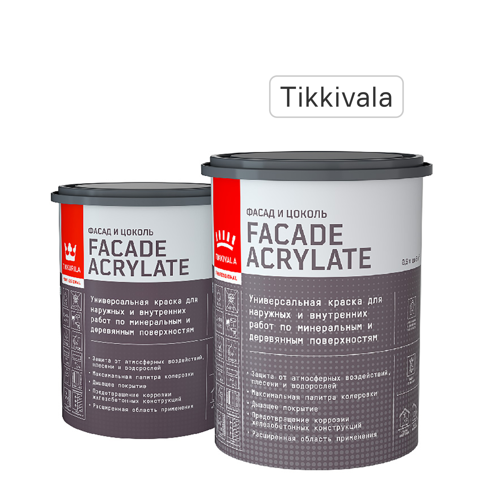Изображение товара Фасадная краска Tikkurila Facade Acrylate матовая прозрачная база 0.9 л Изображение товара Фасадная краска Tikkurila Facade Acrylate матовая прозрачная база 0.9 л