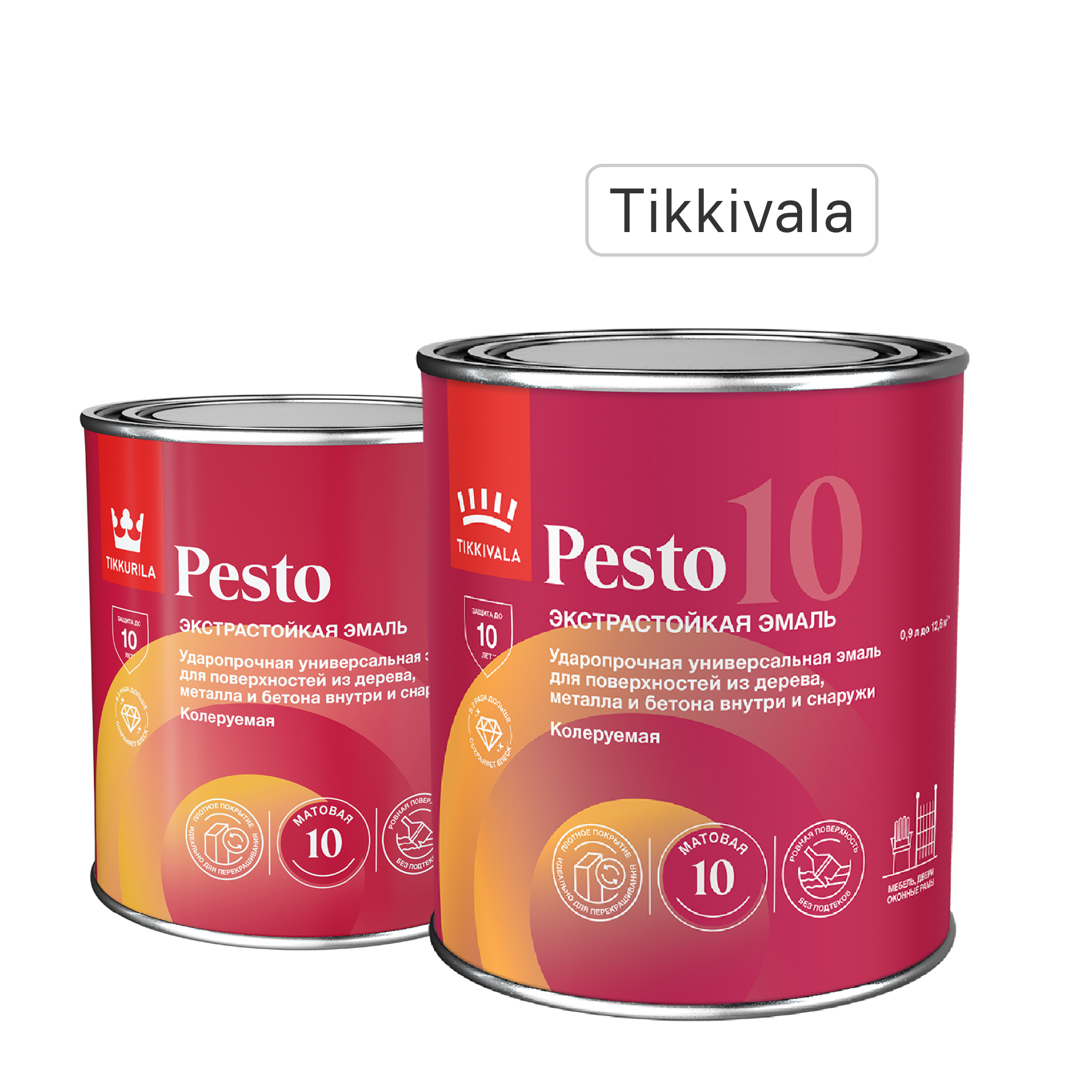 Изображение товара Эмаль Tikkivala Pesto 10 матовая цвет белый 0.9 л
