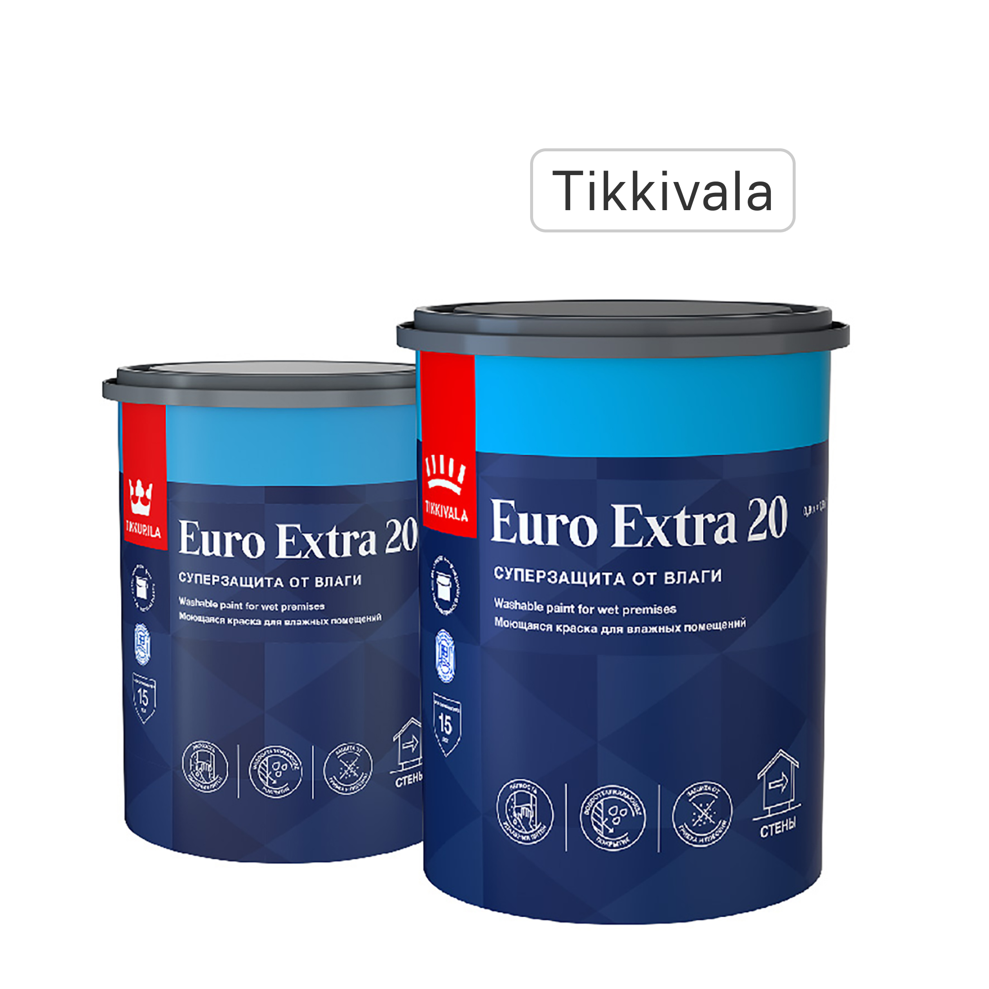 Изображение товара Краска для стен и потолков Tikkivala Euro-20 полуматовая цвет белый база А 0.9 л