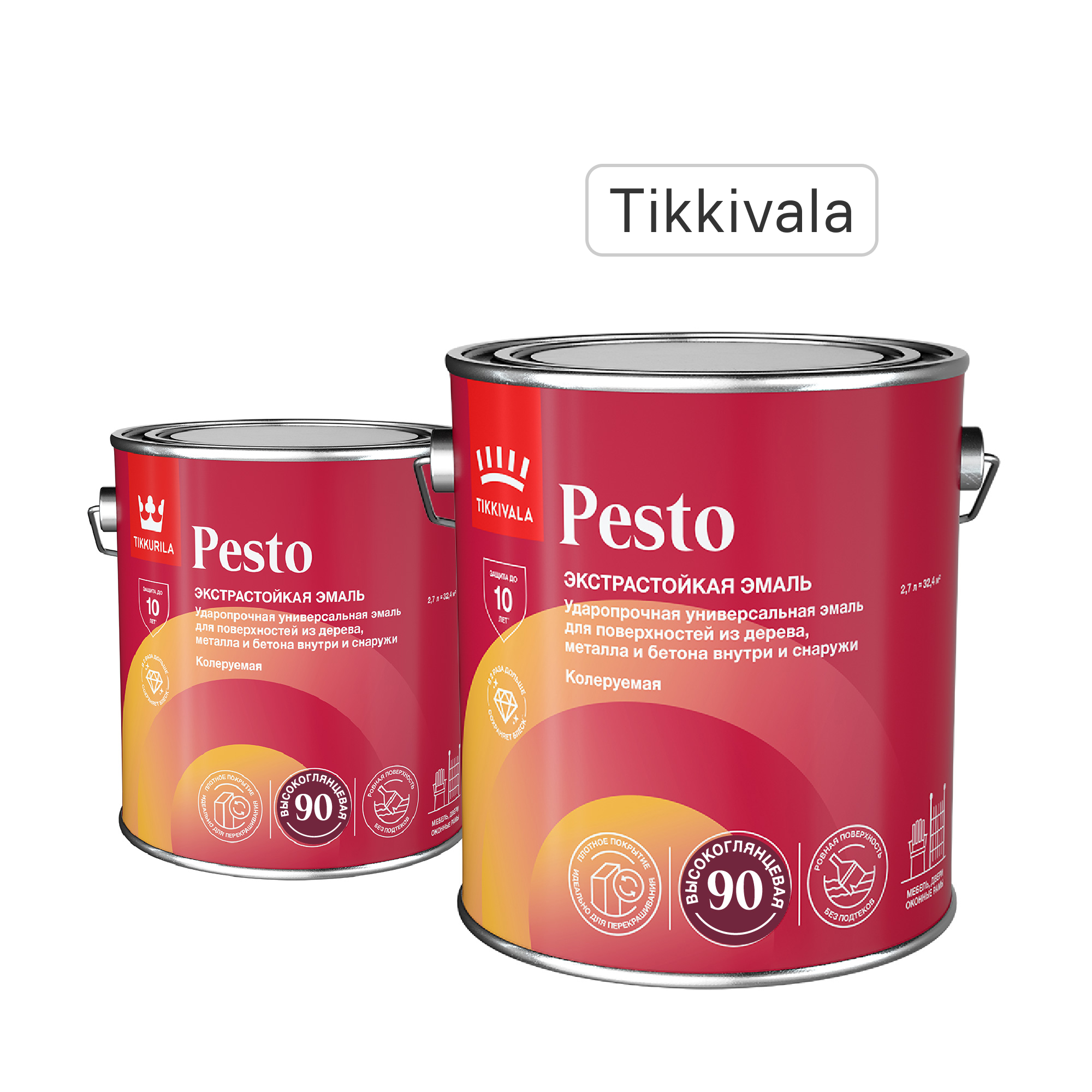 Изображение товара Эмаль универсальная стойкая Tikkivala Pesto 90 База С бесцветная глянцевая 2.7 л Изображение товара Эмаль универсальная стойкая Tikkivala Pesto 90 База С бесцветная глянцевая 2.7 л