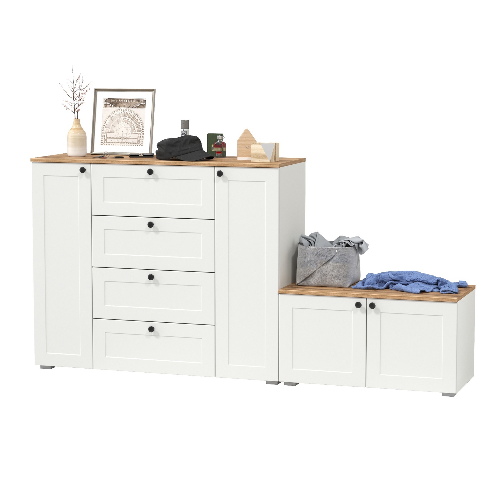 Изображение товара Комплект мебели для прихожей MOBI Остин 16.221+13.257 белый цвет современный стиль