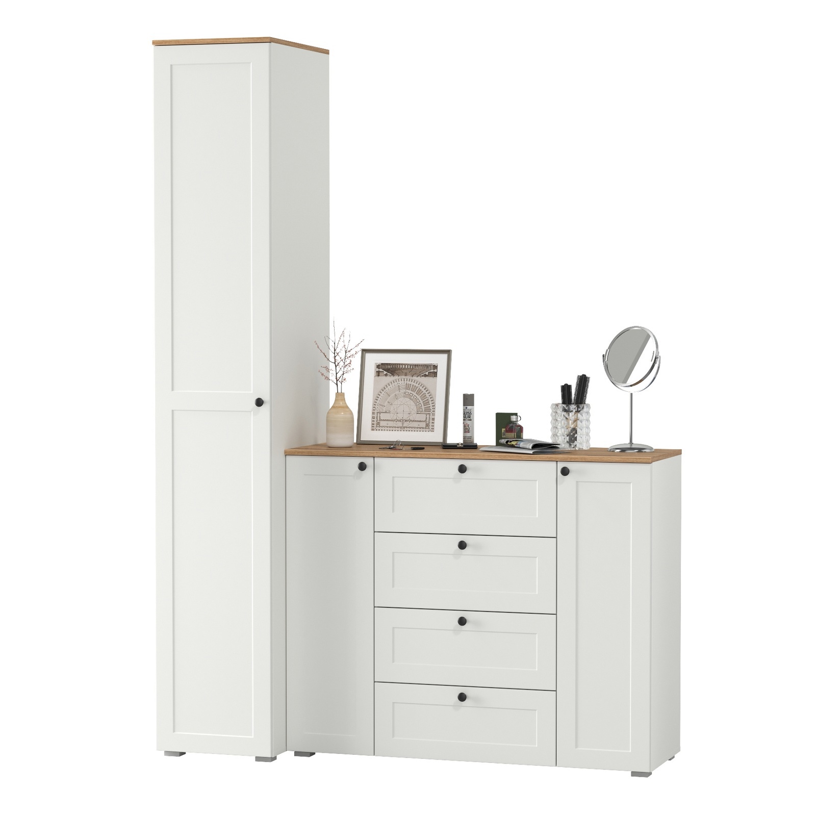 Изображение товара Комплект мебели для прихожей MOBI Остин пр-09-бз 160x230x54 см белый