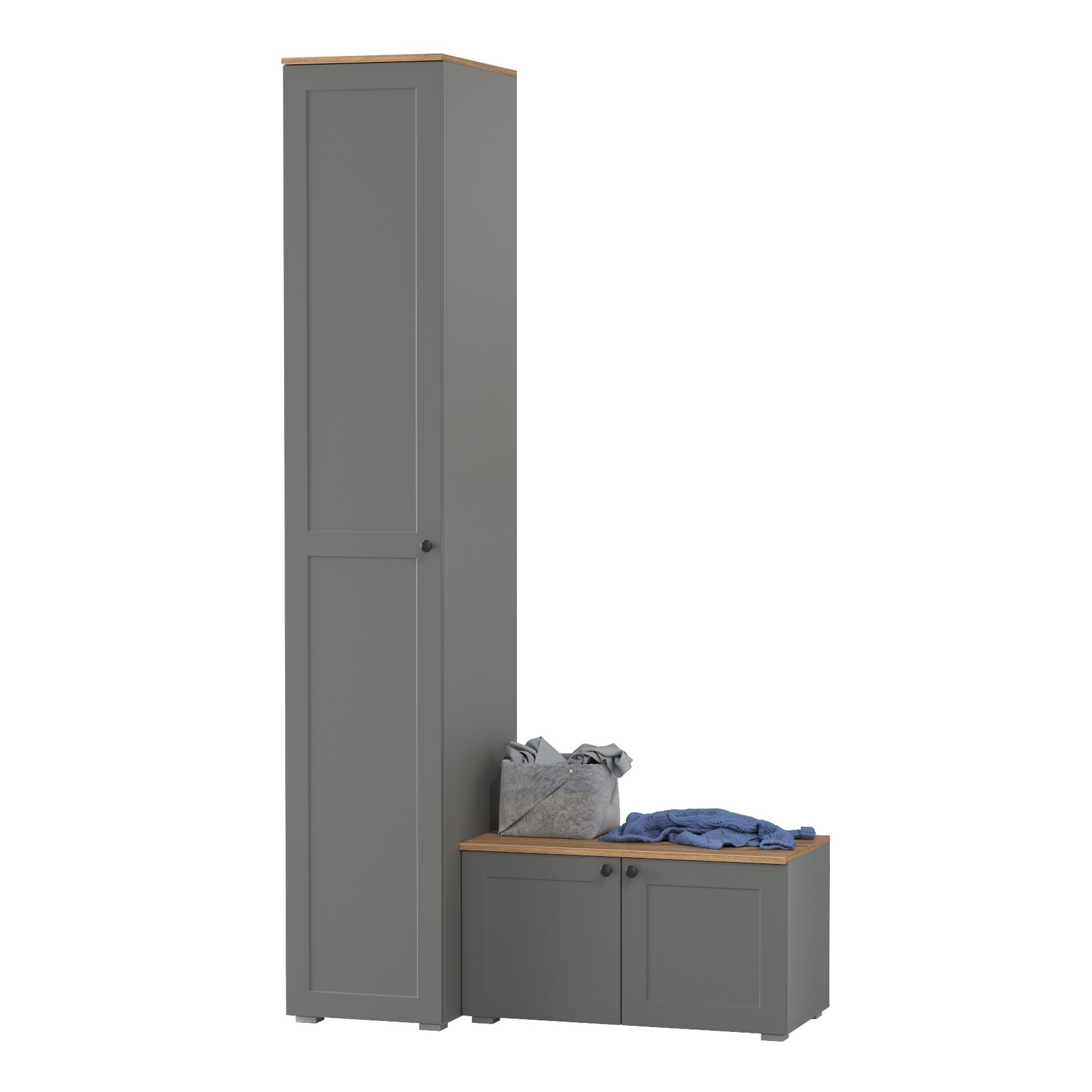 Изображение товара Комплект мебели для прихожей MOBI Остин пр-11-гз 120x230x58 см серый дуб