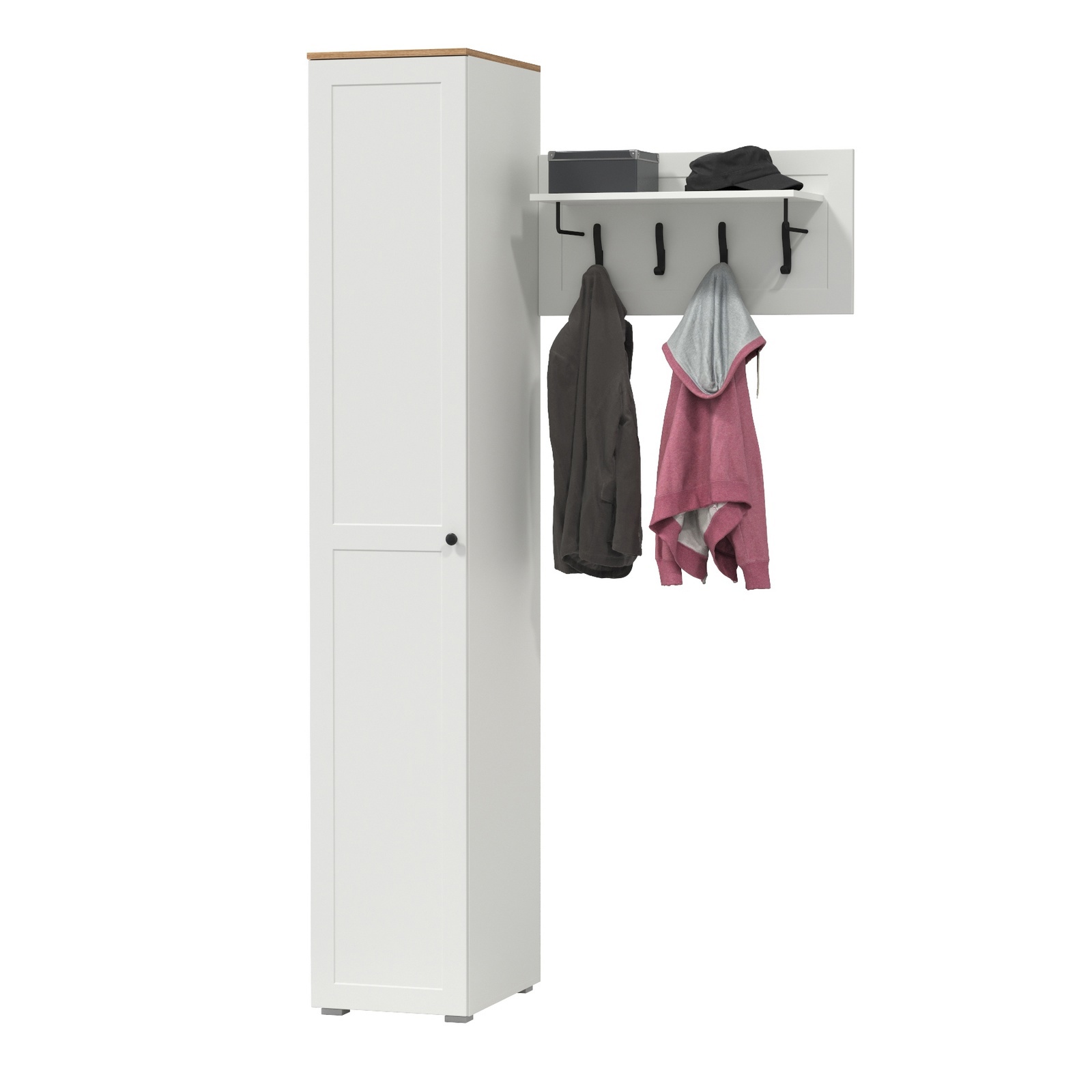 Изображение товара Комплект мебели для прихожей Mobi Остин пр-13-бз 120x230x61 см ЛДСП цвет белый шагрень/дуб крафт золотой