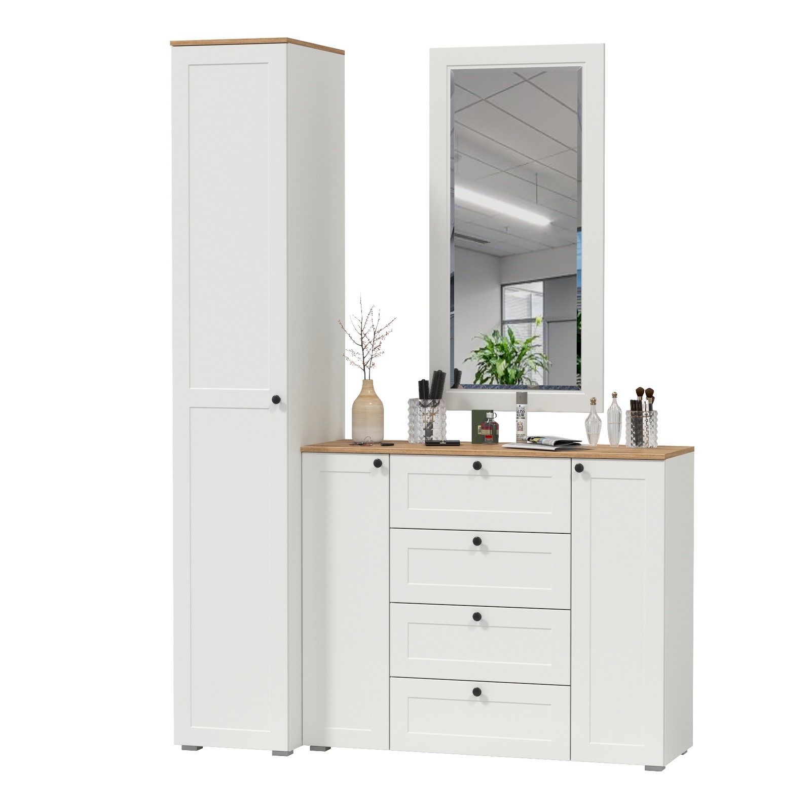 Изображение товара Комплект мебели для прихожей MOBI Остин с зеркалом и комодом