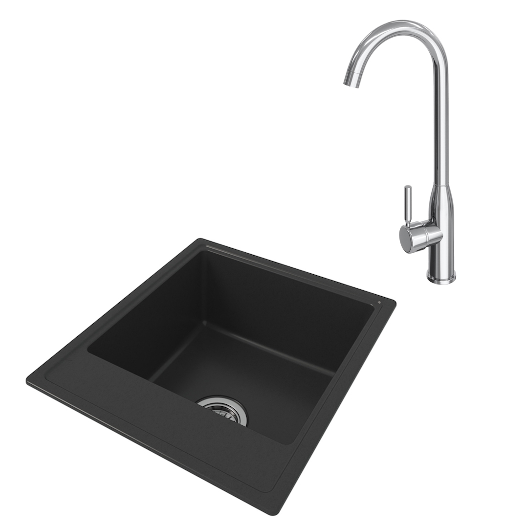 Изображение товара Мойка для кухни врезная Teymi Helmi F01536 50.5x57 см глубина чаши 20 см литьевой мрамор цвет бежевый