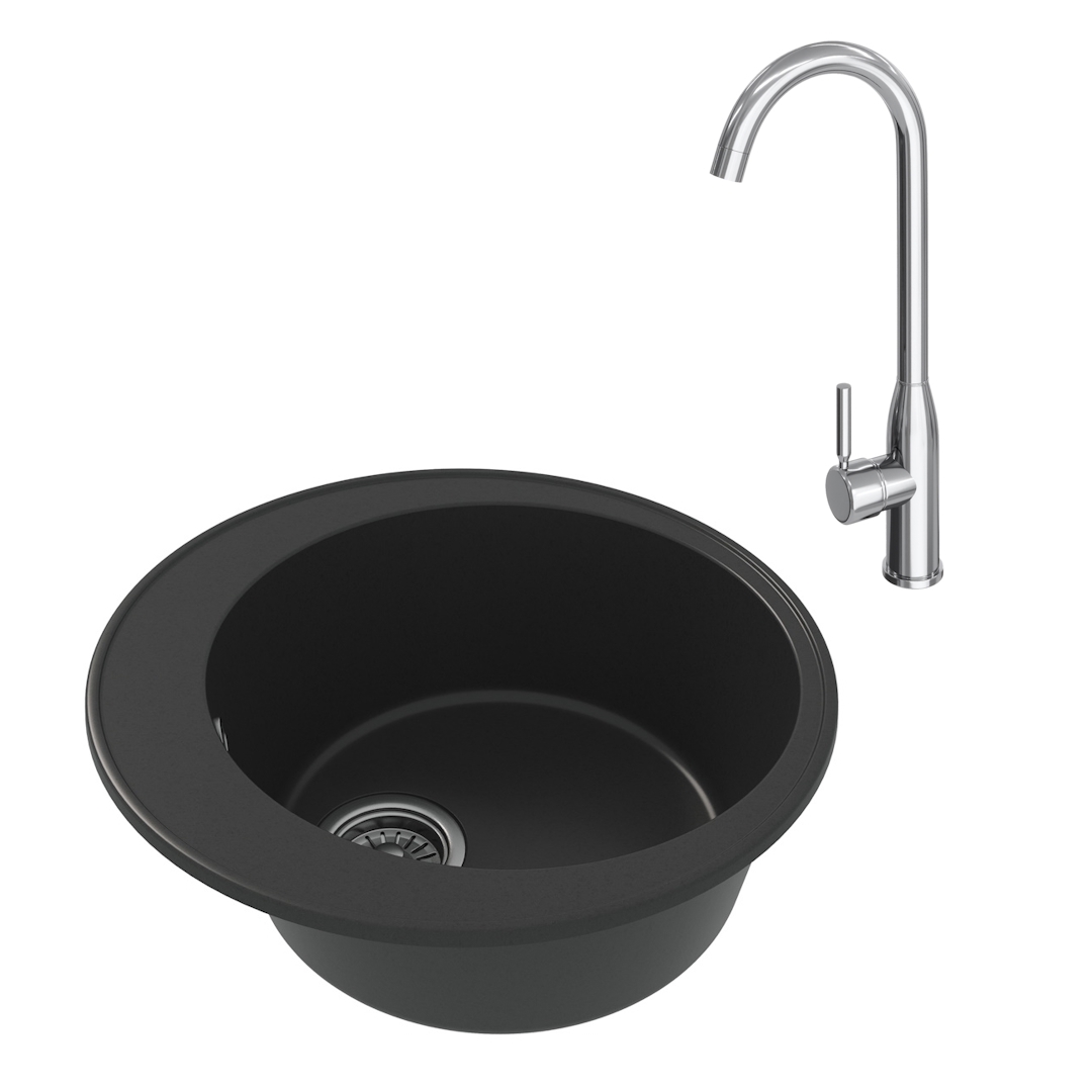 Изображение товара Мойка для кухни врезная Teymi Lina D51 F01538 50.5x50.5 см глубина чаши 19.1 см литьевой мрамор цвет бежевый