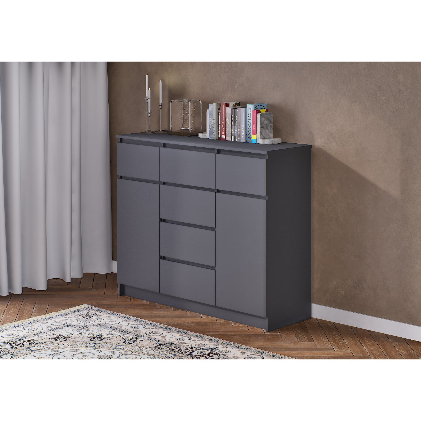 Изображение товара Комод Сима-ленд Мадера 6 ящиков 120х95х40 см ЛДСП цвет серый графит