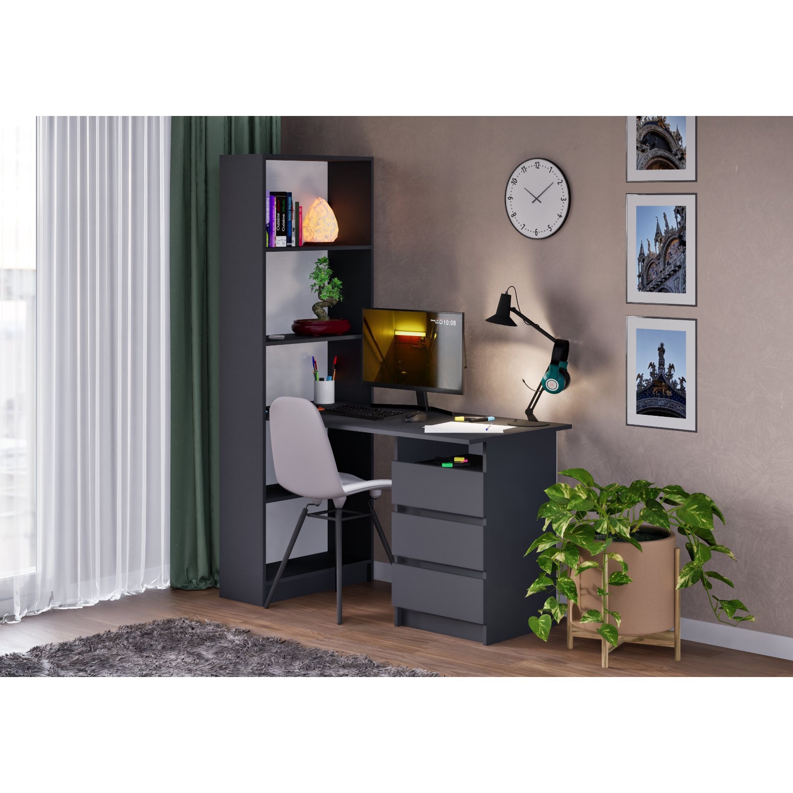 Изображение товара Стол письменный Сима-ленд Зара 75x131x61 см ЛДСП серый графит