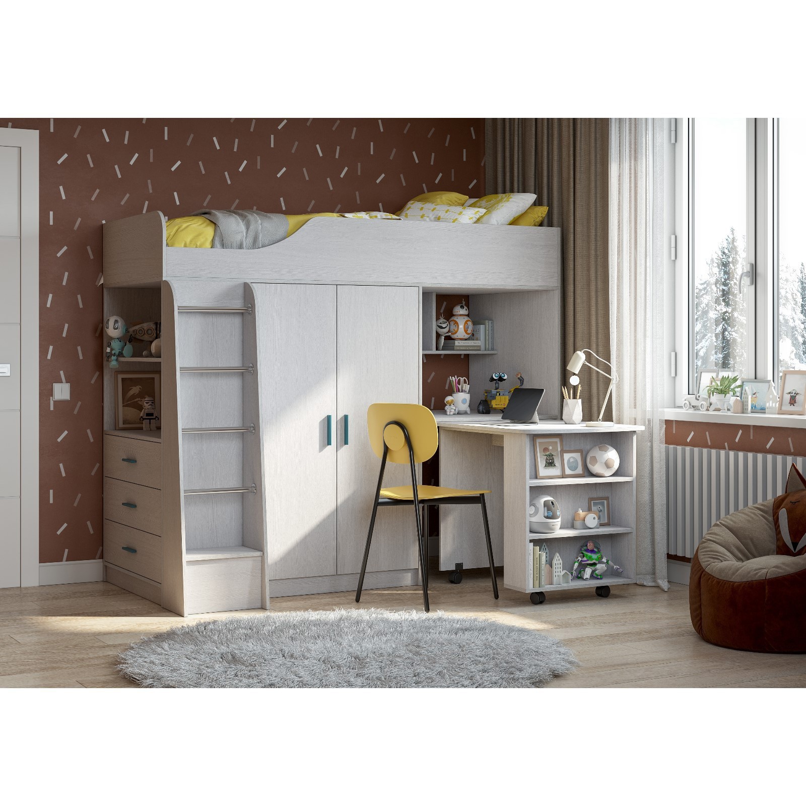 Изображение товара Детская кровать со шкафом и столом Сима-Ленд Каприз 8 ЛДСП белый Россия