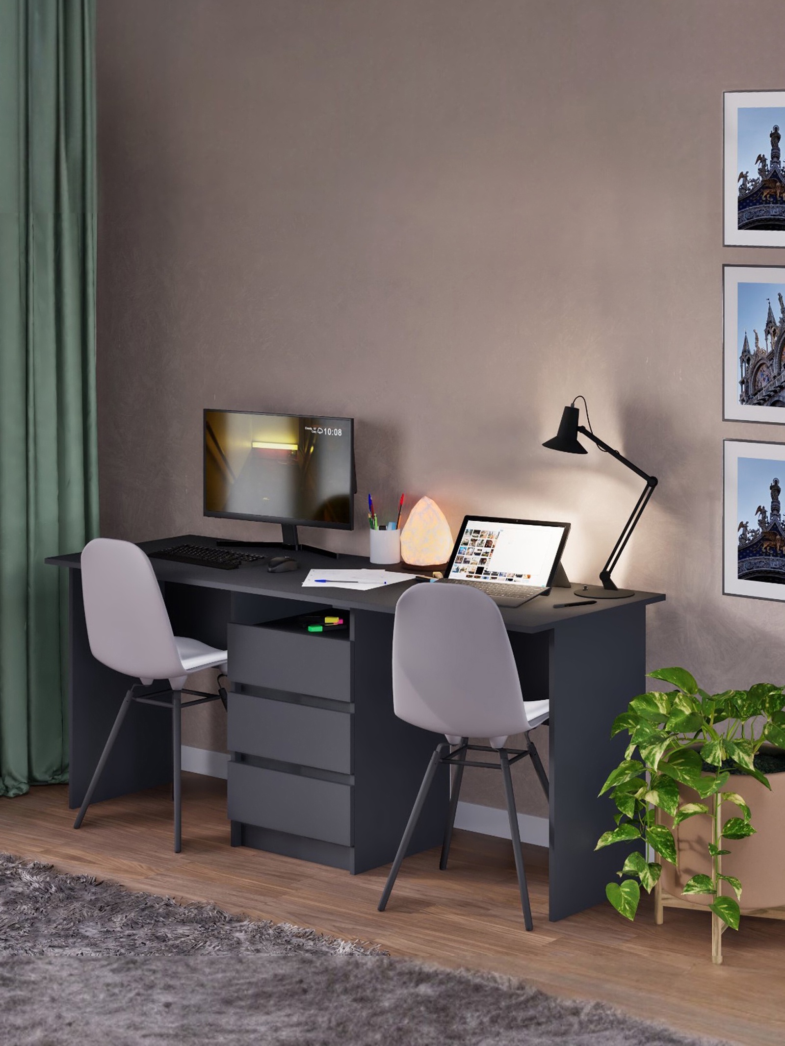 Изображение товара Стол письменный Сима-ленд Зара 75x175x61 см ЛДСП цвет серый графит