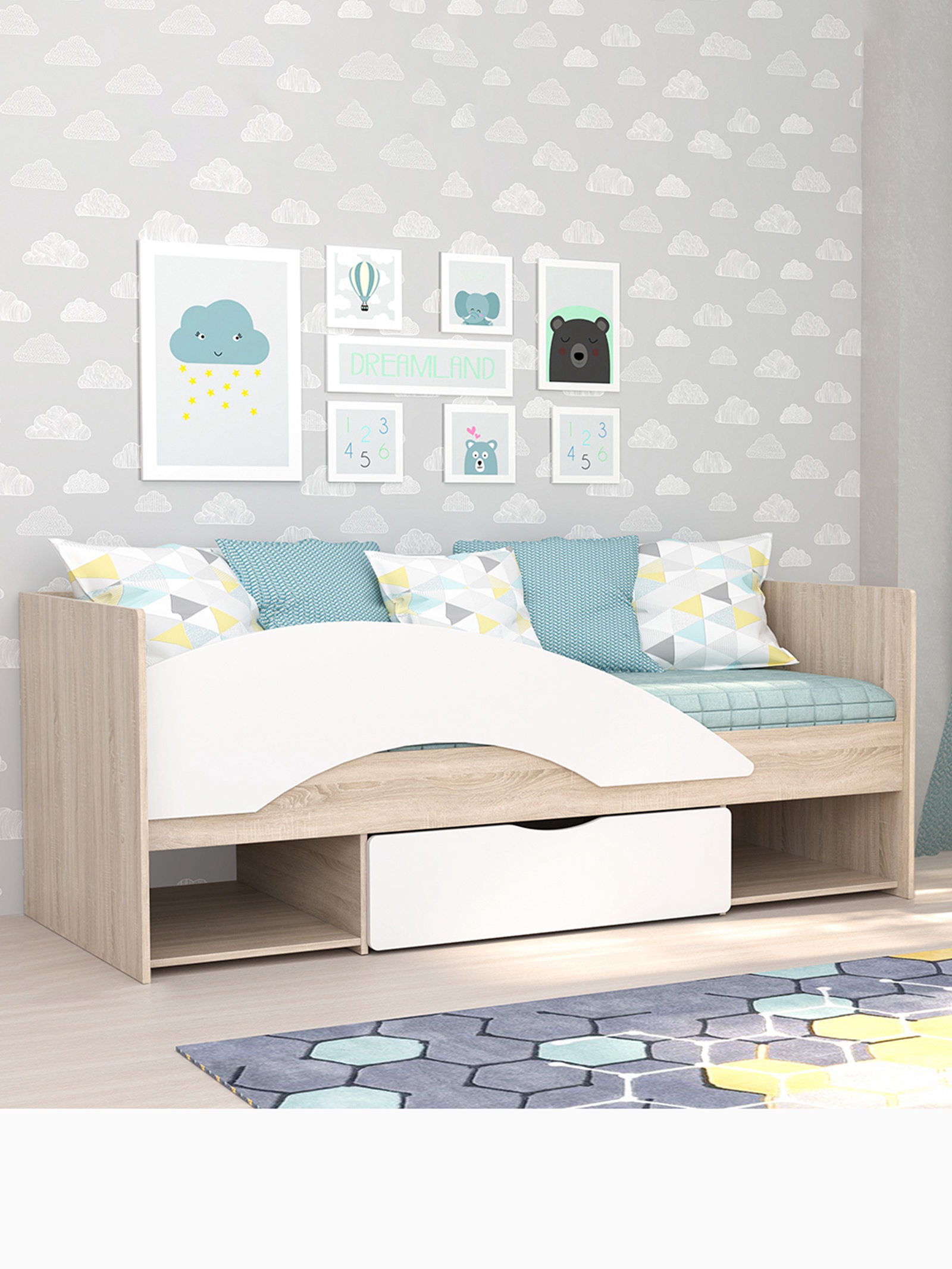 Изображение товара Кровать детская Сима-ленд Галактика 203x95 см ЛДСП цвет дуб сонома/белый глянец