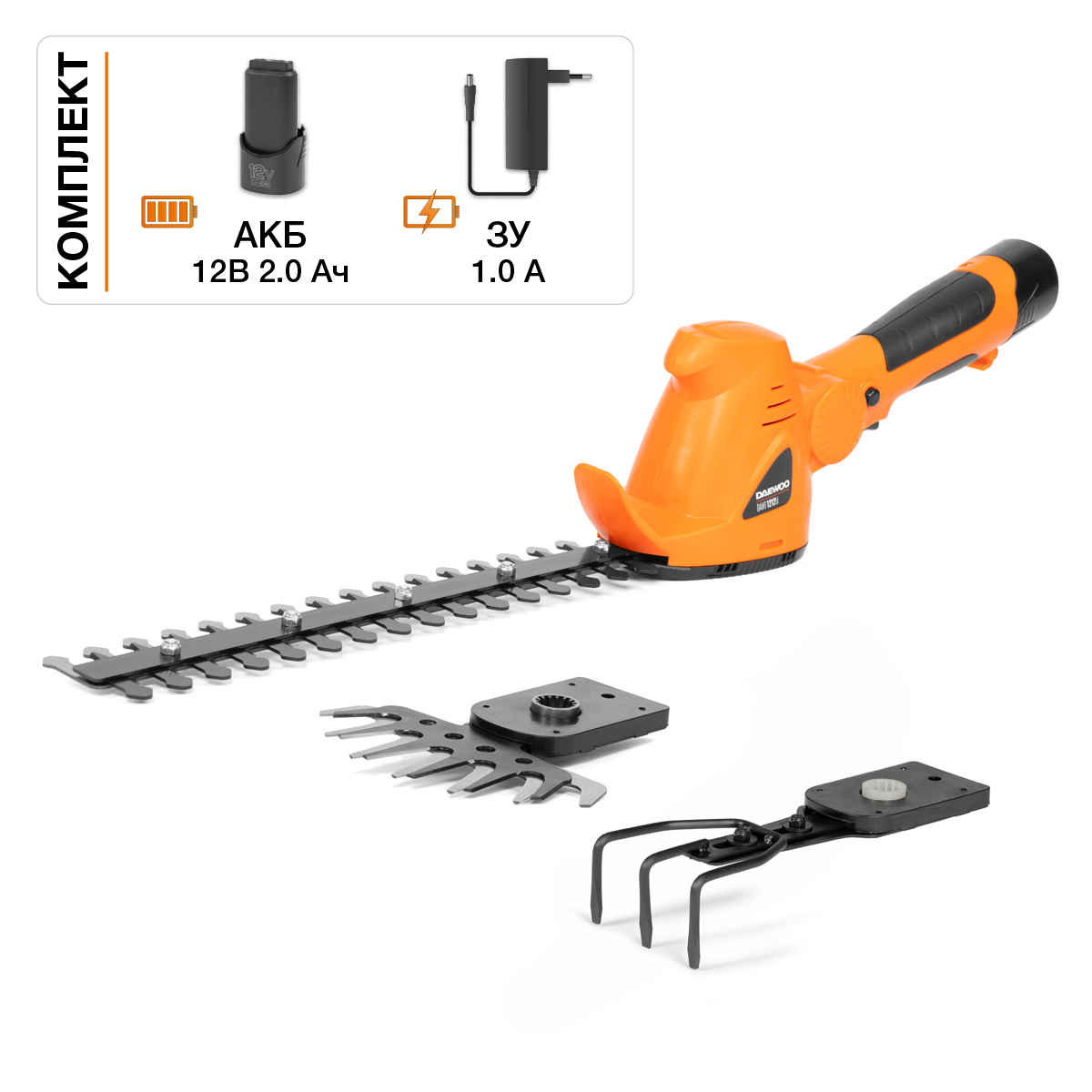 Изображение товара Аккумуляторные ножницы-кусторез Daewoo DAHT 1212Li SET с телескопической штангой