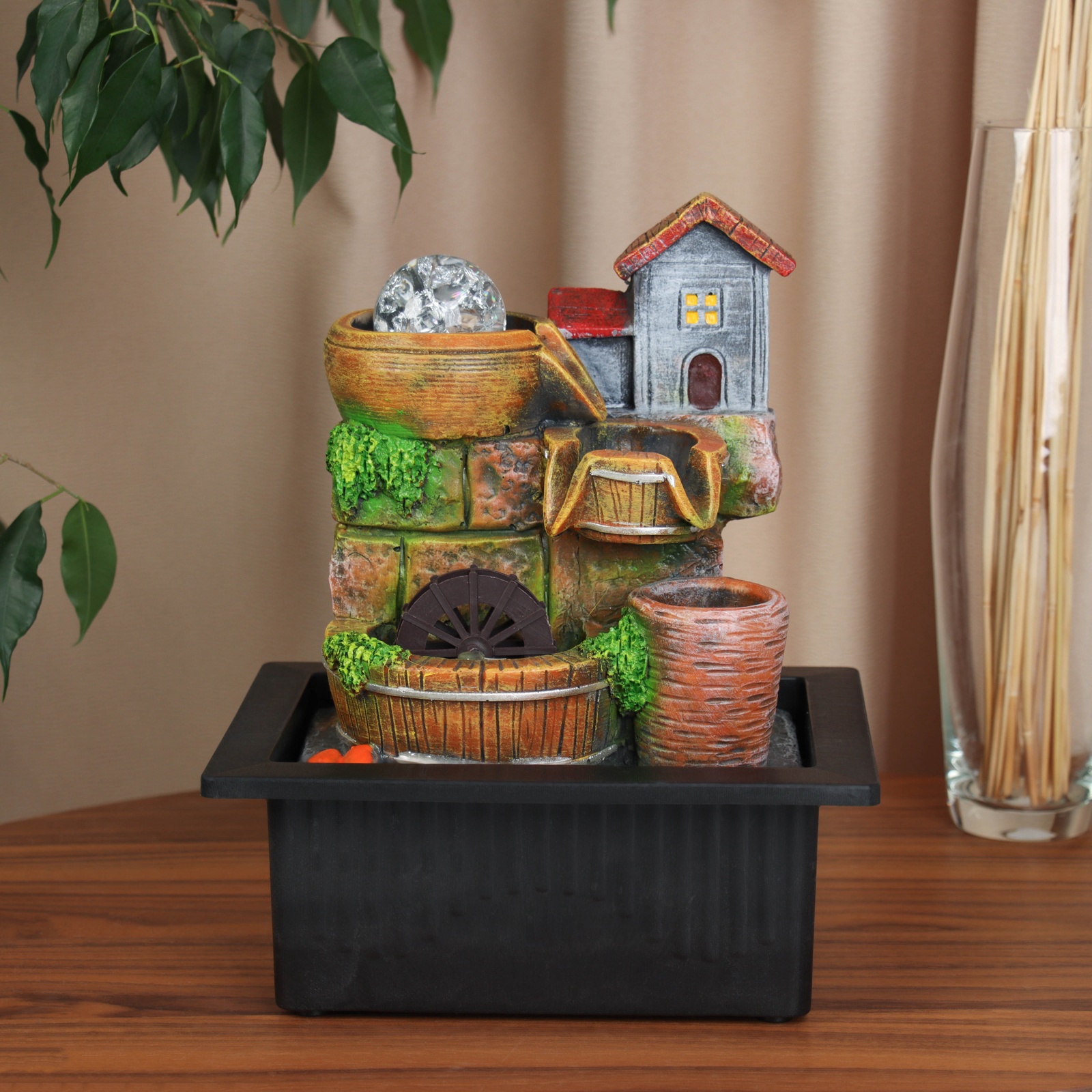 Изображение товара Декоративный предмет Сима-ленд Фонтан Бочки у домика на камнях