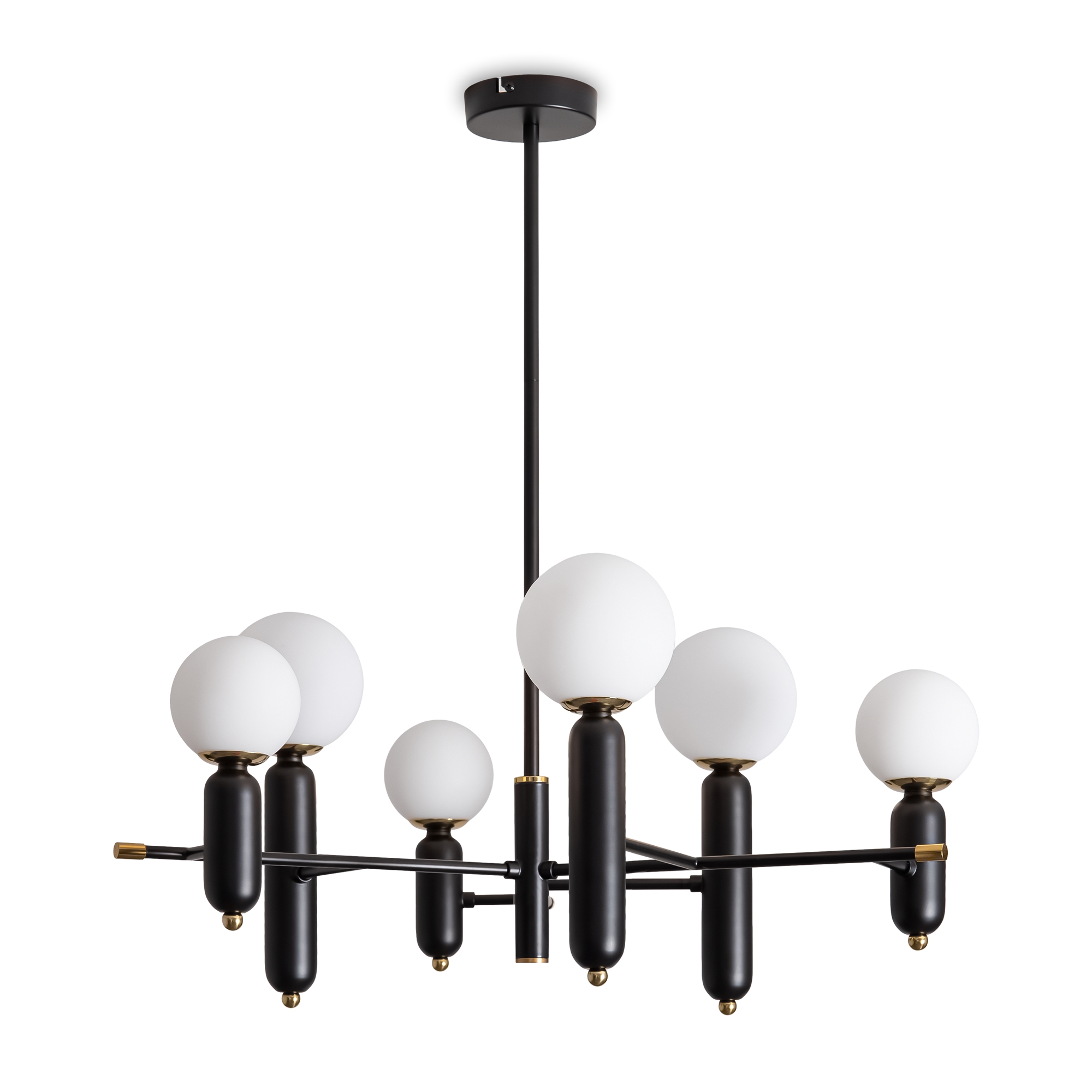 Изображение товара Люстра на штанге Freya Offa 6 ламп черный современный дизайн 16 м²