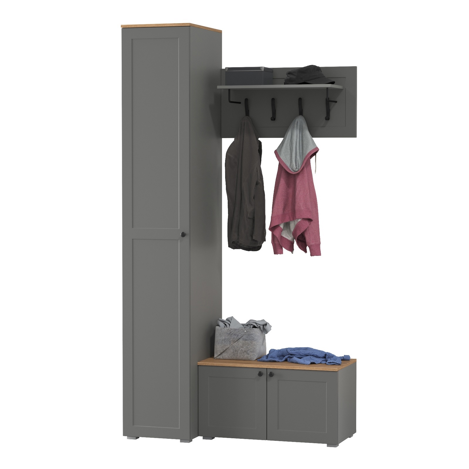 Изображение товара Комплект мебели для прихожей MOBI Остин пр-25-гз 120x230 см серый графит дуб крафт