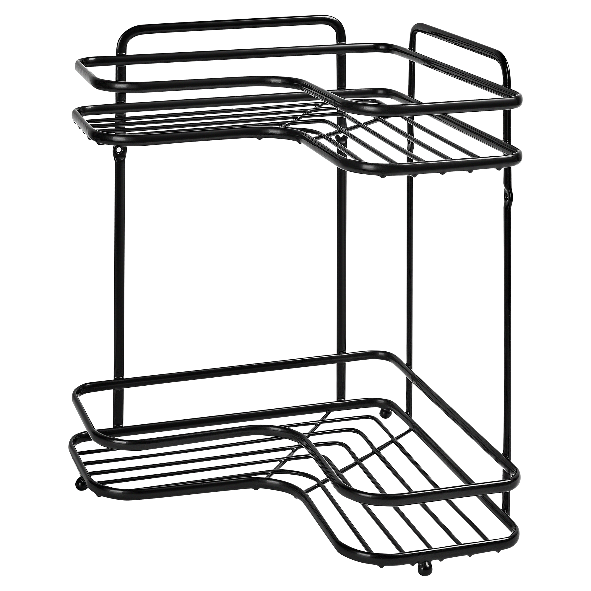 Изображение товара Полка для ванной Swensa Termo SWR-1004 двухъярусная угловая металл цвет чёрный