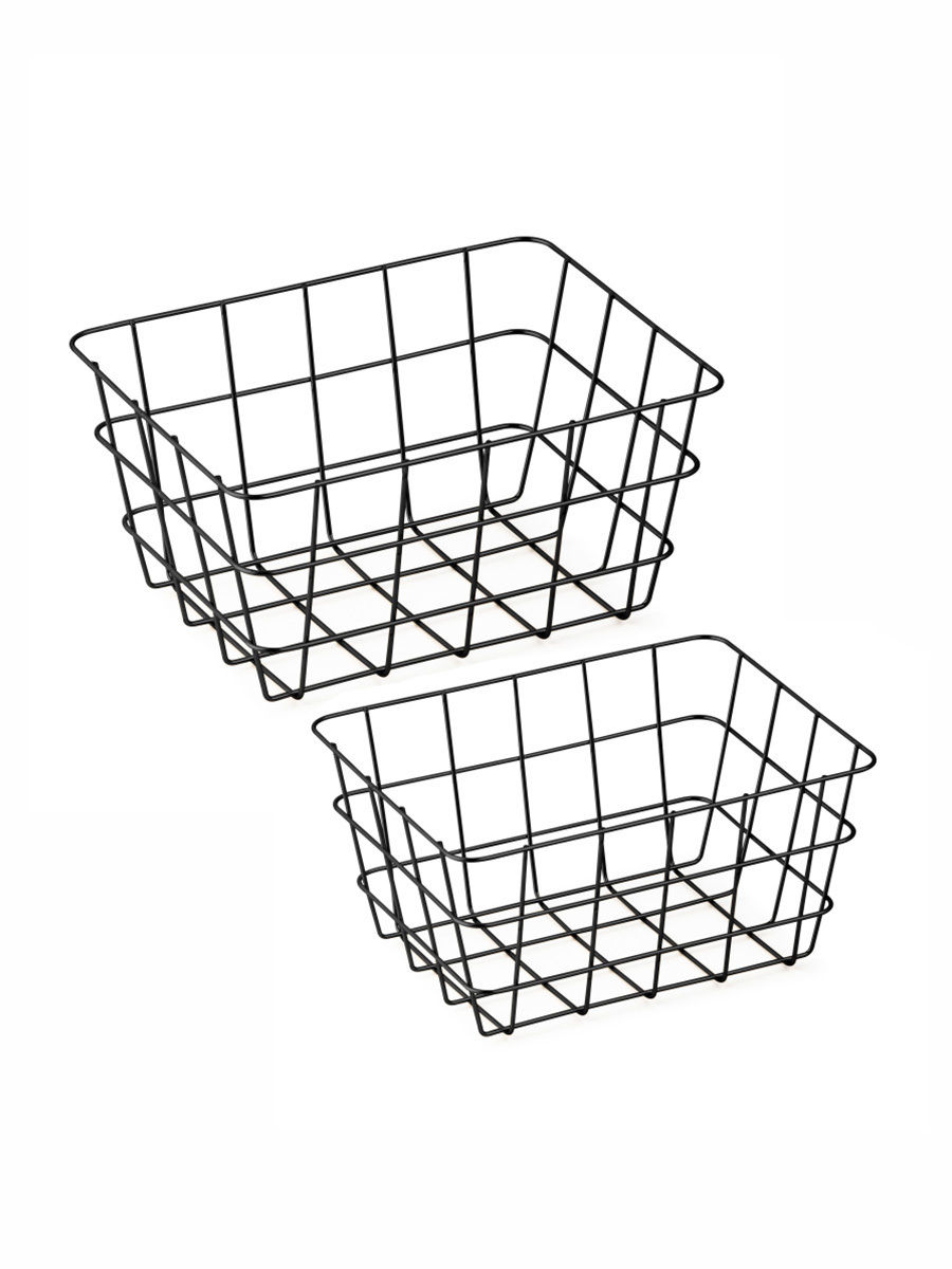 Изображение товара Набор из 2 корзин Уют трапециевидная металл черный 9+5 л