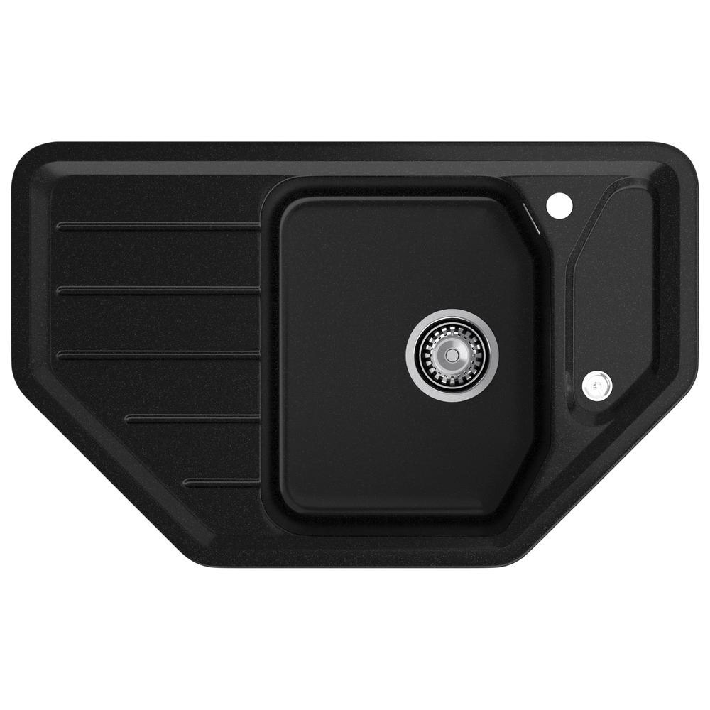 Изображение товара Кухонная мойка GranFest CORNER 800E черная врезная угловая 49x79 см искусственный камень