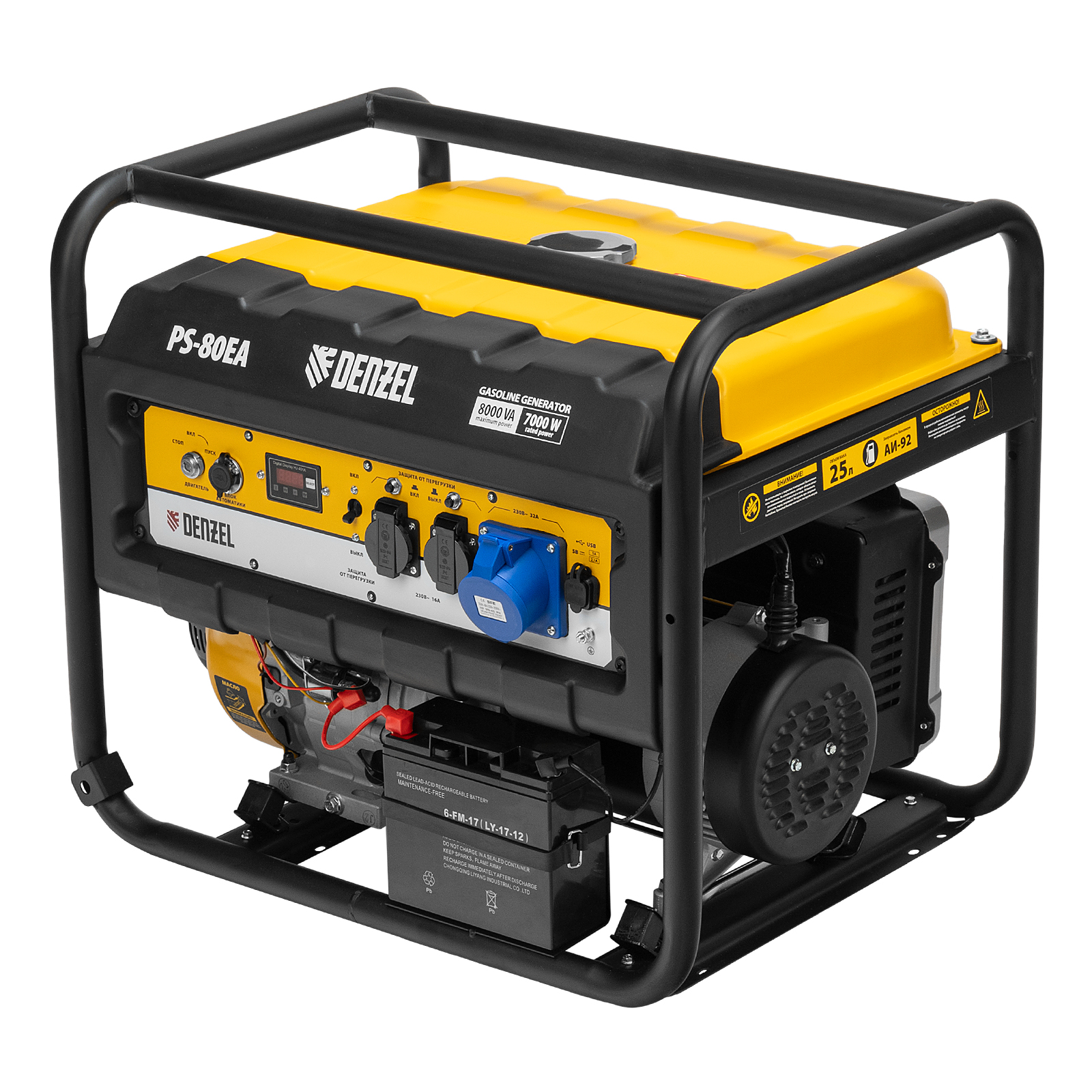 Изображение товара Бензиновый генератор Denzel PS80EA 8 кВт с цифровым дисплеем и защите