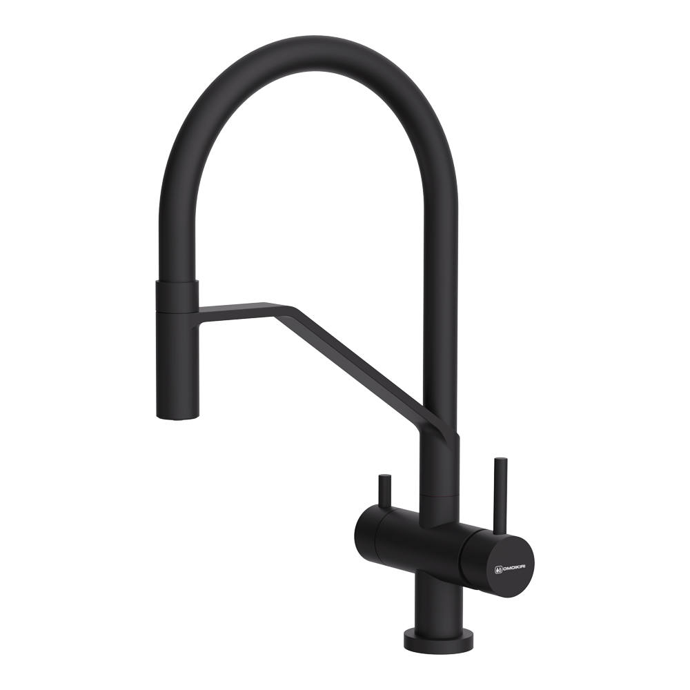 Изображение товара Смеситель для кухни Omoikiri Akeno GB-BL с фильтром и гибким изливом черный