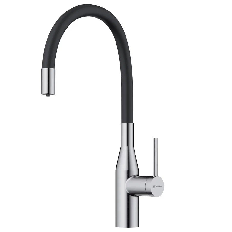 Изображение товара Смеситель для кухни OMOIKIRI Yatomi 2 Plus BN-BL с подключением фильтра и гибким изливом/нержавеющая сталь/черный шланг