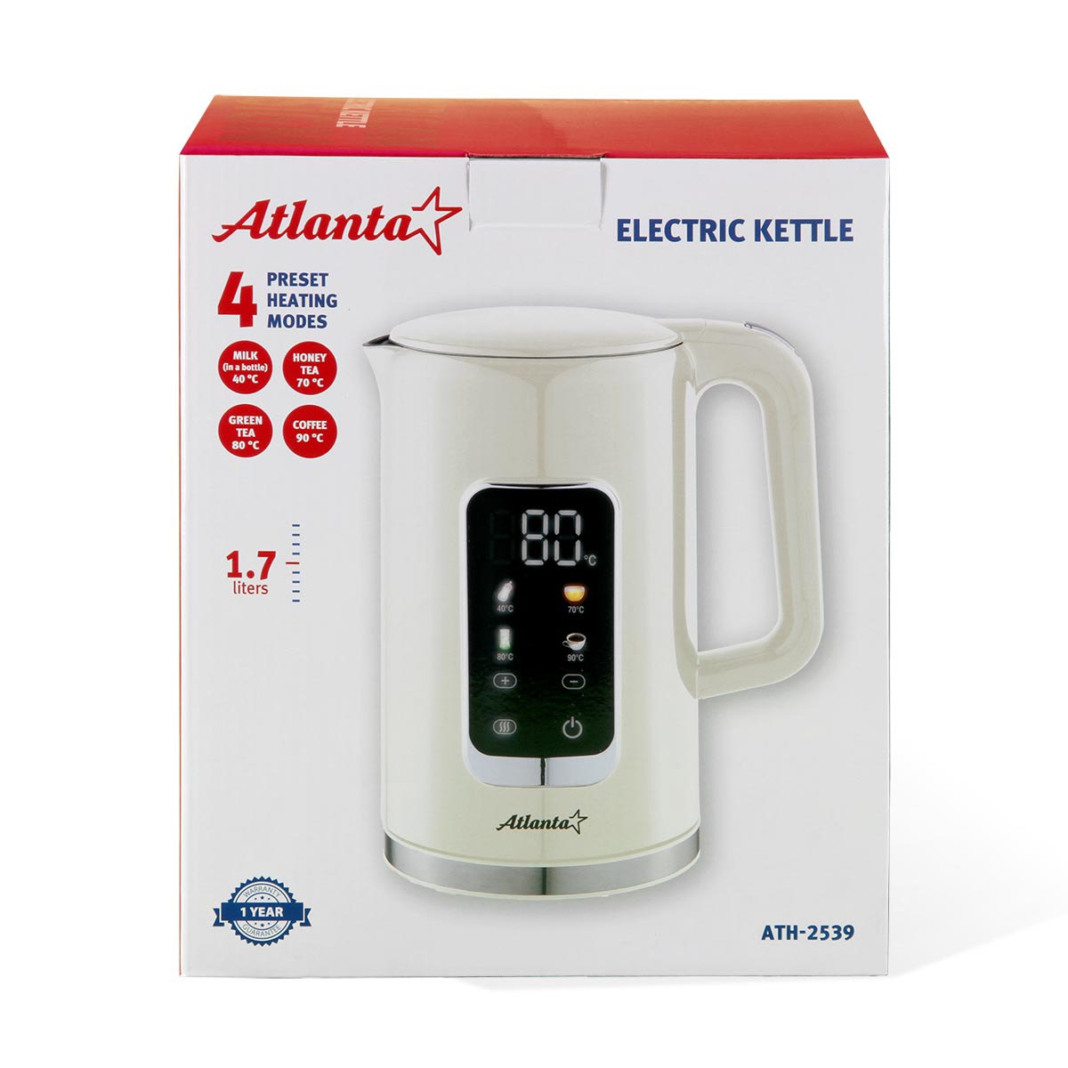 Изображение товара Электрический чайник 1.7 л Atlanta ATH-2539 (white) пластик цвет белый