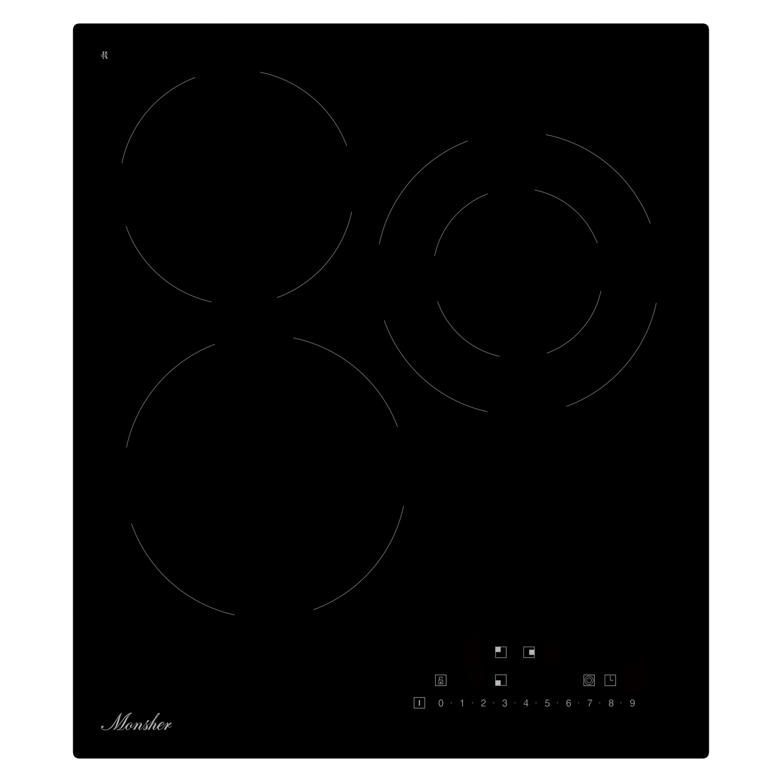 Изображение товара Электрическая варочная панель Monsher MHE 46 Hi-Light 3 конфорки 5000 Вт