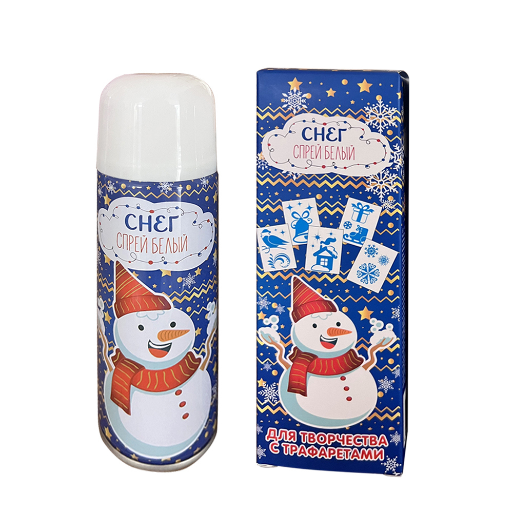 Изображение товара Снег-спрей с трафаретами 250 мл для декора интерьера новогодних праздников