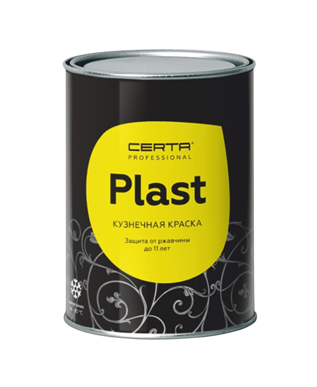 Изображение товара Грунт-эмаль Certa PLAST антикоррозионная краска по металлу черный матовый RAL 9005 0.8 кг
