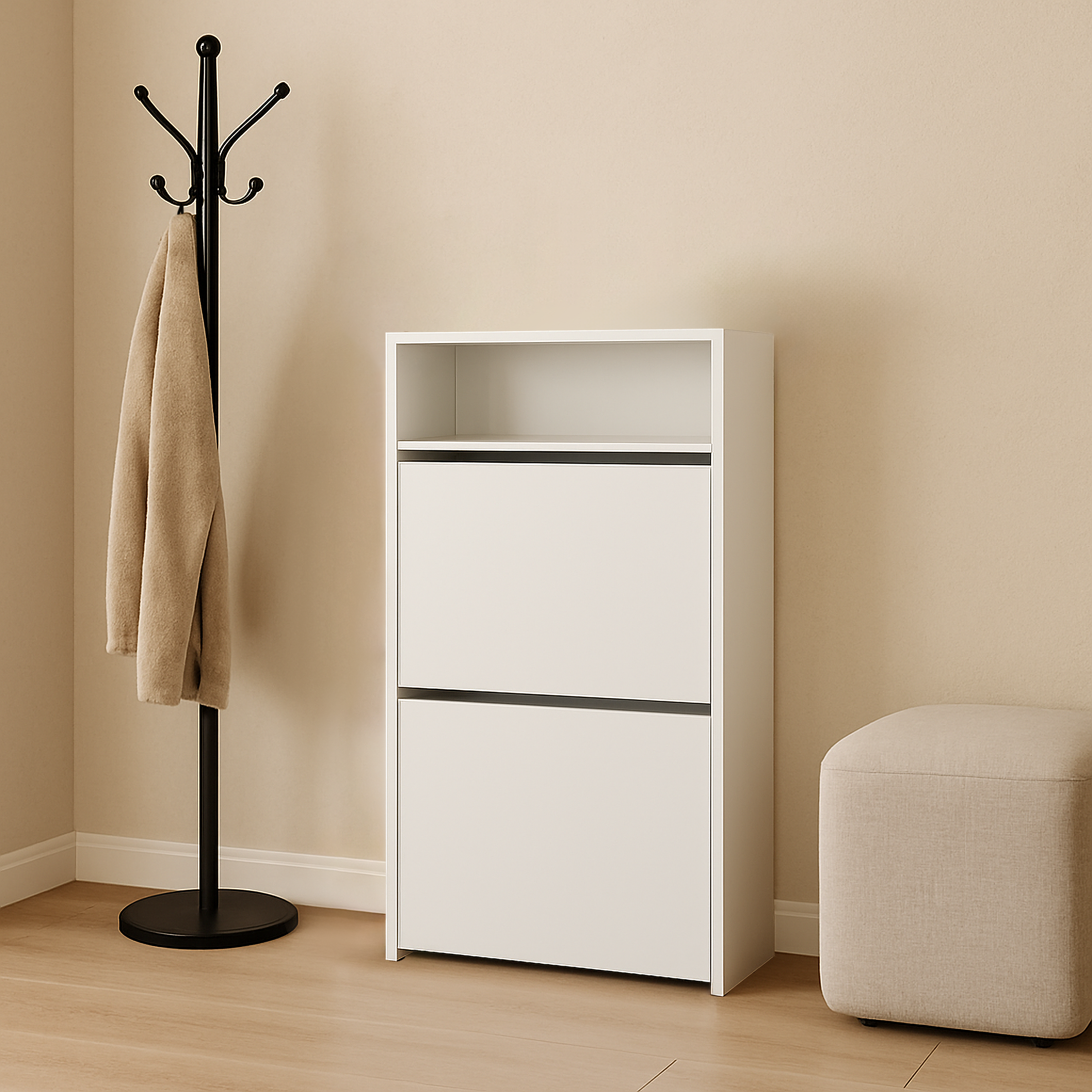 Изображение товара Шкаф для обуви 50х90х17.3 см из ЛДСП с двумя ящиками белый