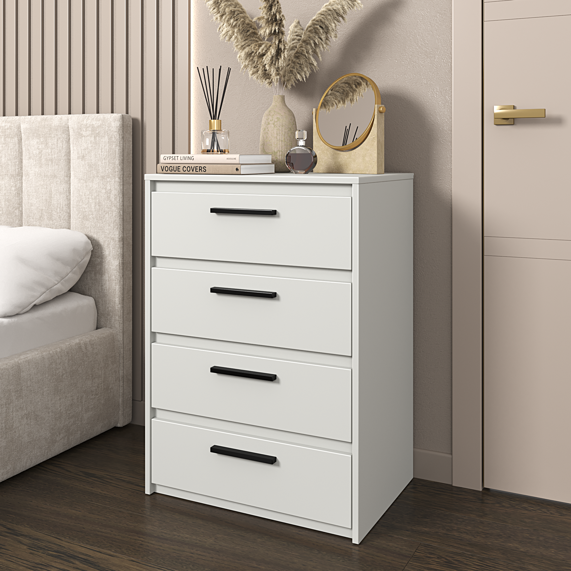 Изображение товара Комод Лион 4 ящика 60х84х41,7 см ЛДСП цвет белый