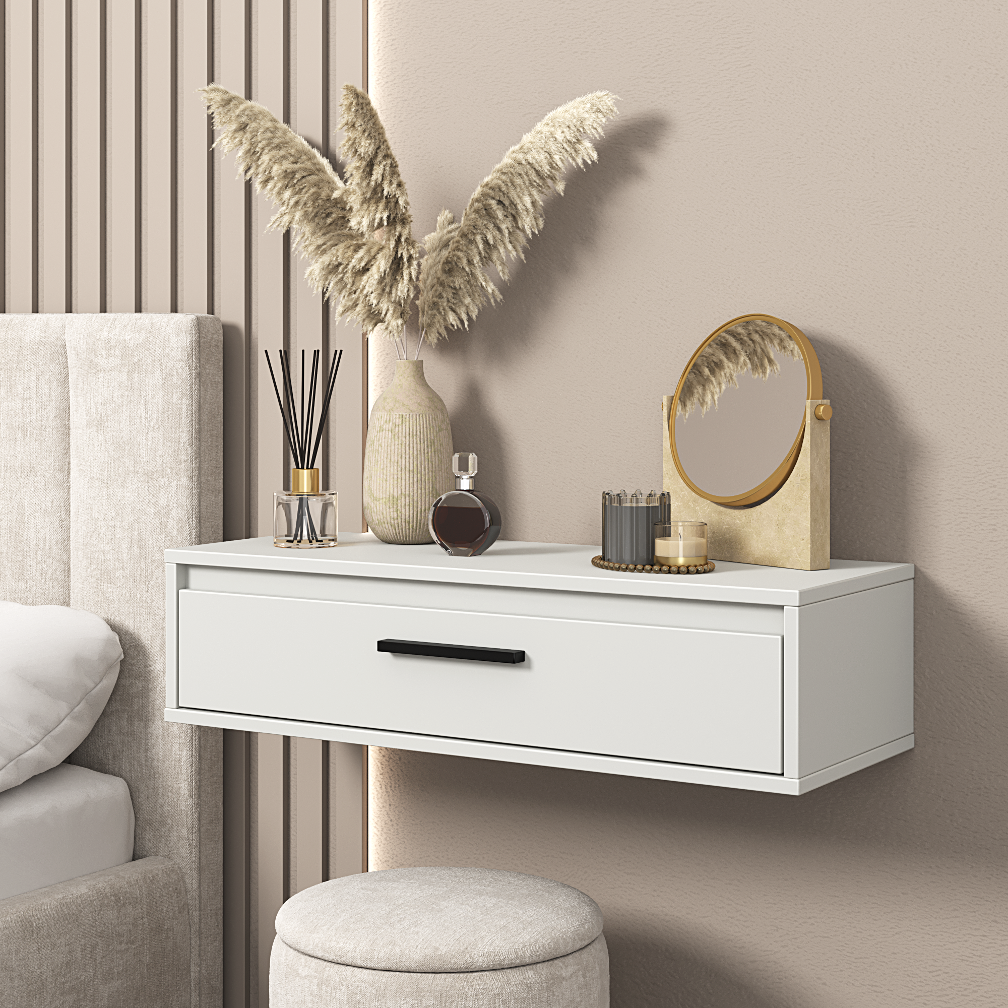 Изображение товара Консоль Лион настенная полка 80x20x30 см белая ЛДСП