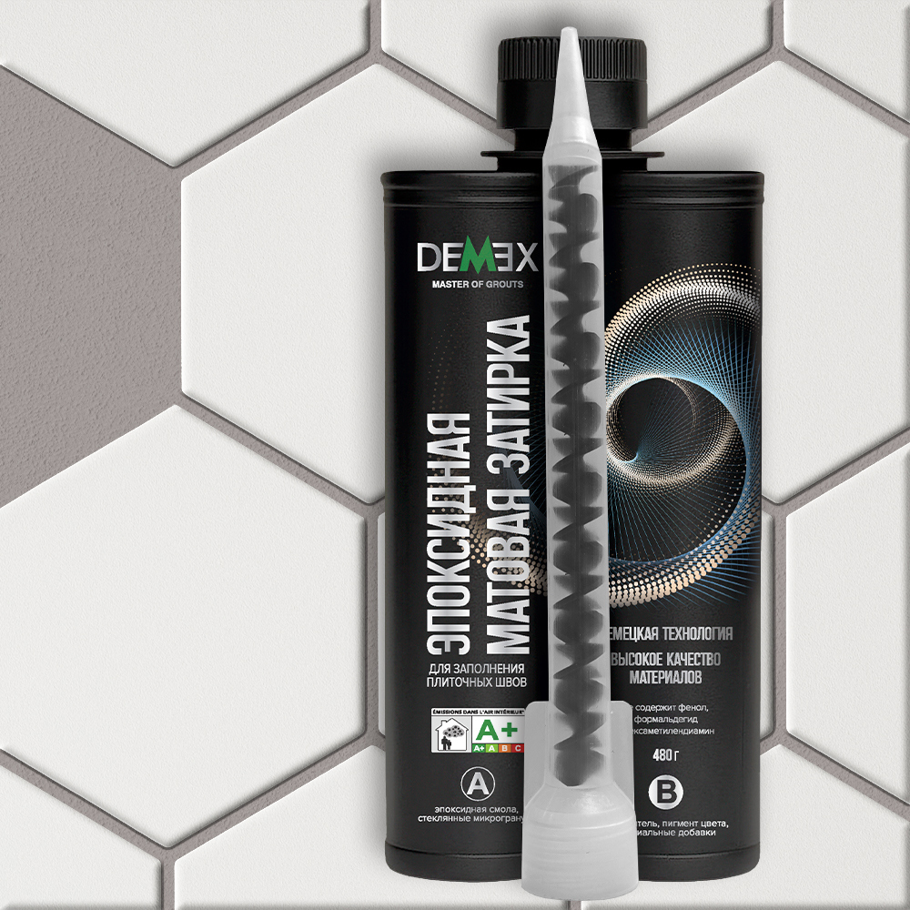 Изображение товара Эпоксидная затирка Demex 308 матовая двухкомпонентная 400 грамм французский серый