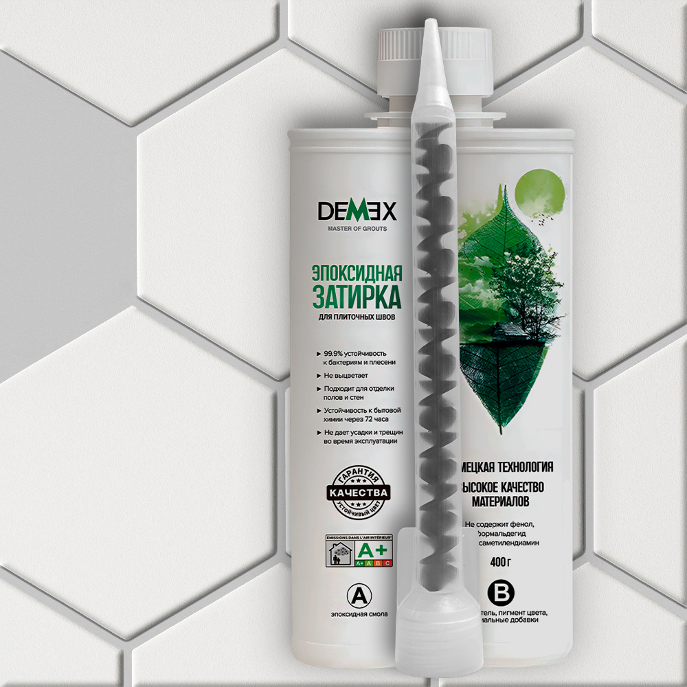 Изображение товара Эпоксидная затирка Demex 003 двойная туба 400 г серый хаки для внутренних и наружных работ