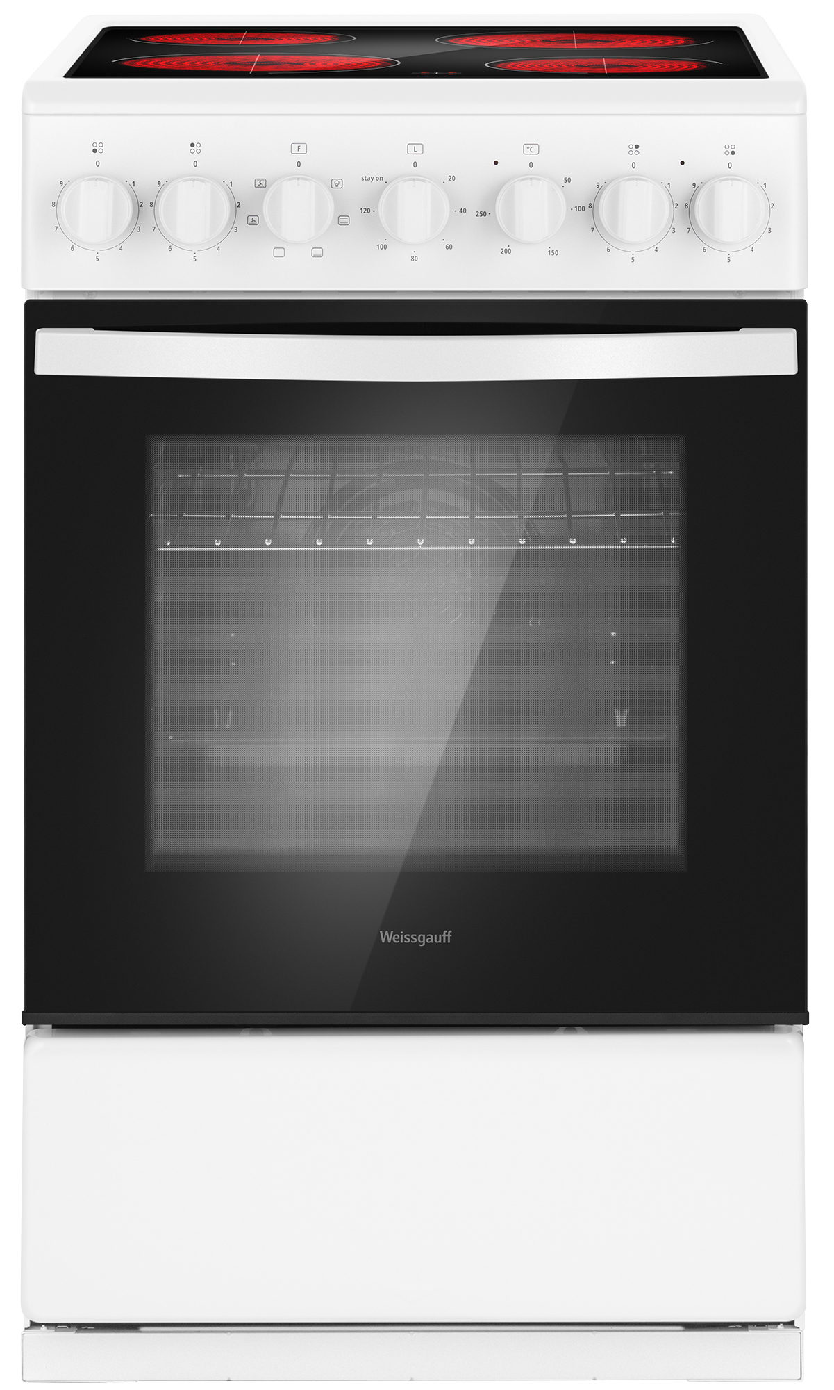 Изображение товара Электрическая кухонная плита Weissgauff WESM 5260 W белый 50л духовка стеклокерамика