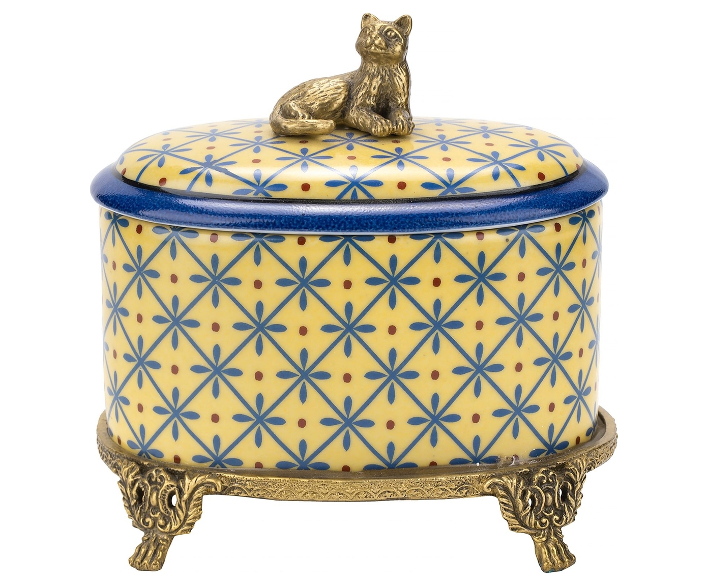 Изображение товара Шкатулка Гласар Кошечка фарфор, желтый, 12 см