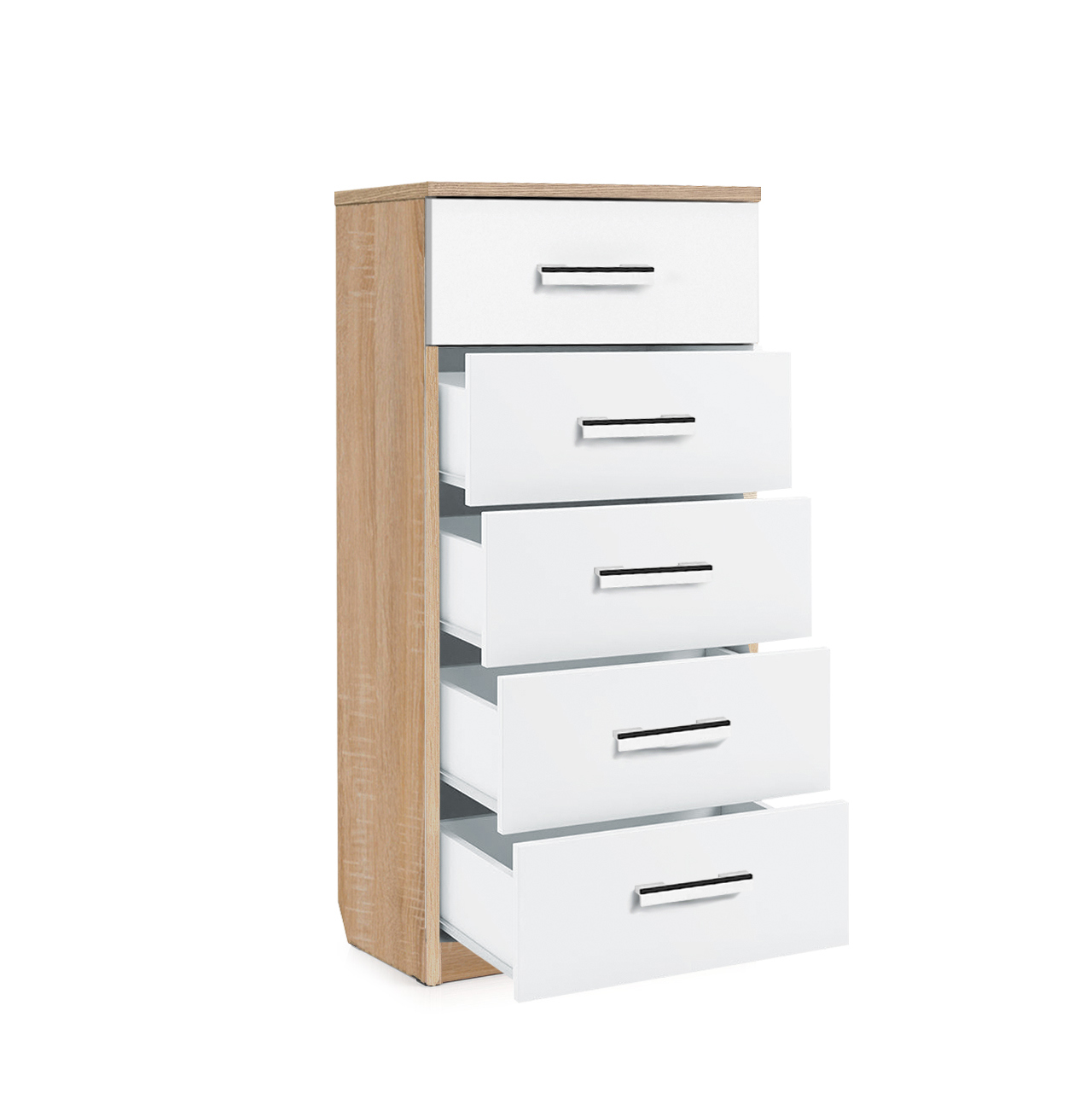 Изображение товара Комод Мебельный двор К-8 5 ящиков 49х45х90 см ЛДСП цвет сонома/белый