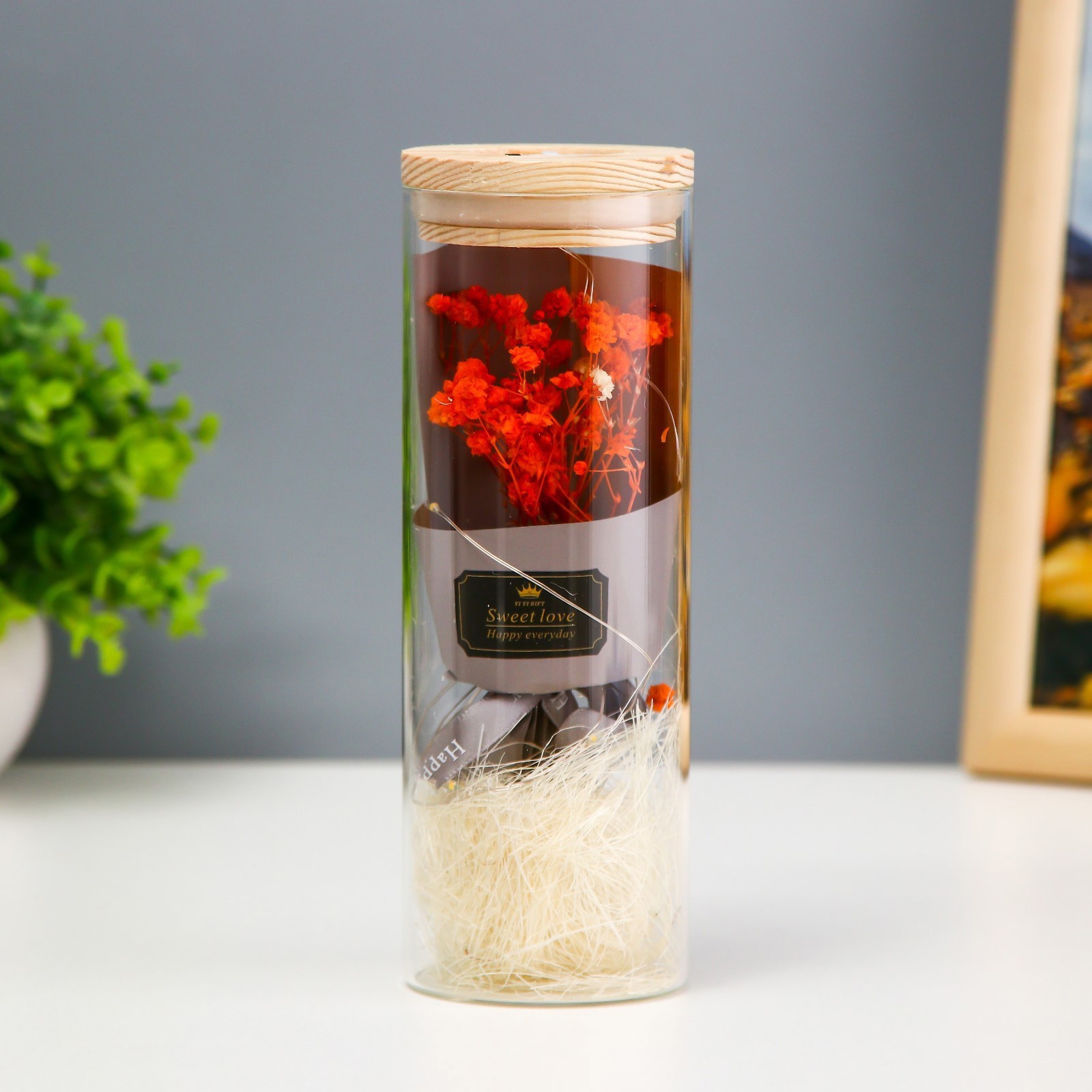 Изображение товара Ночник колба «Букет из красных цветов» RISALUX