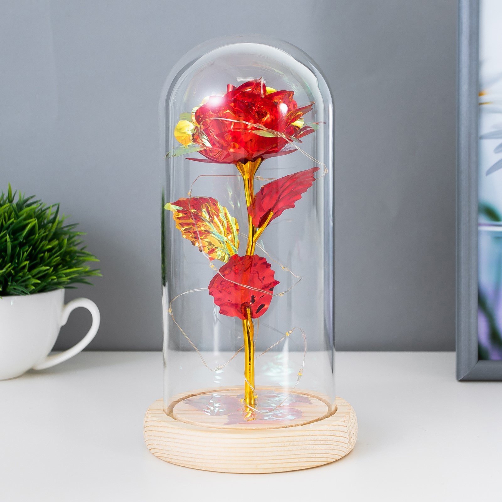 Изображение товара Декоративный предмет RISALUX Красный цветок LED от батареек