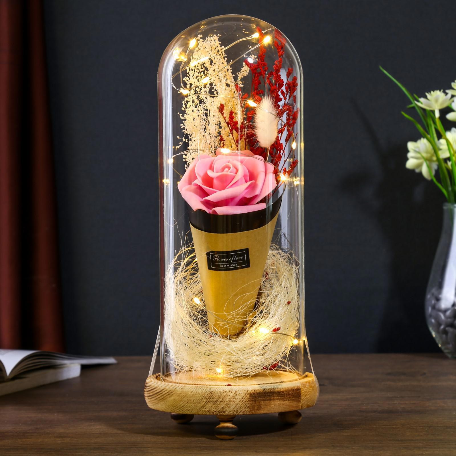 Изображение товара Декоративный предмет Risalux Розовая роза в букете LED 3ААА 10х