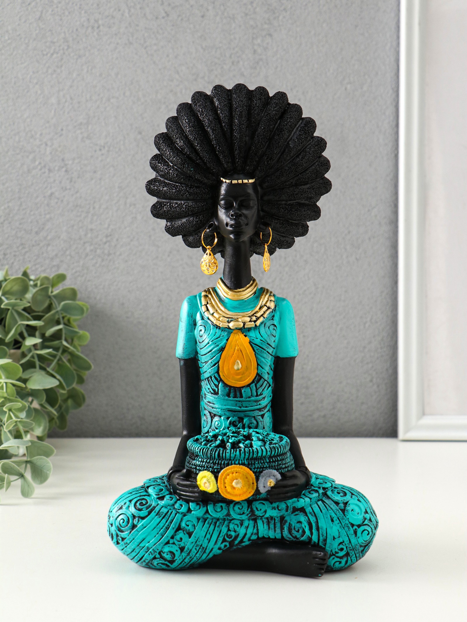 Изображение товара СИМА-ЛЕНД Африканка в бирюзовом наряде — декоративный предмет