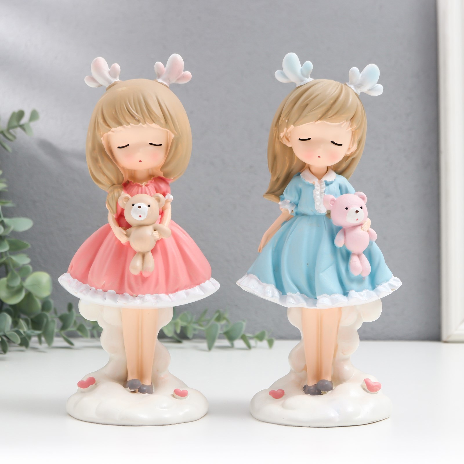 Изображение товара Декоративный предмет Сима-ленд Девочка с оленьими рожками и мишкой в руках МИКС